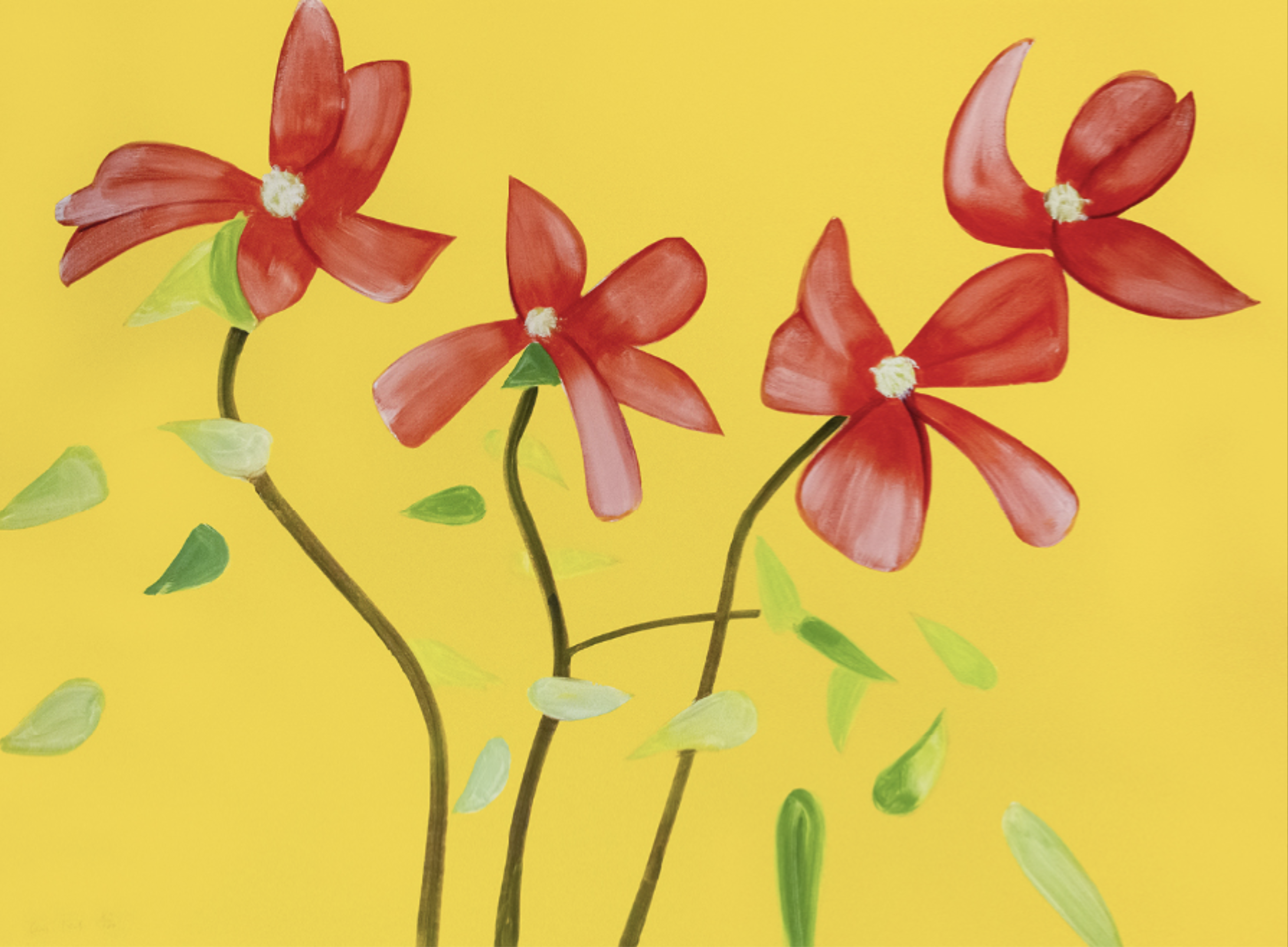 Alex Katz – Red Dogwood 1 from Flowers Portfolio, 2021 – Archiv-Druck