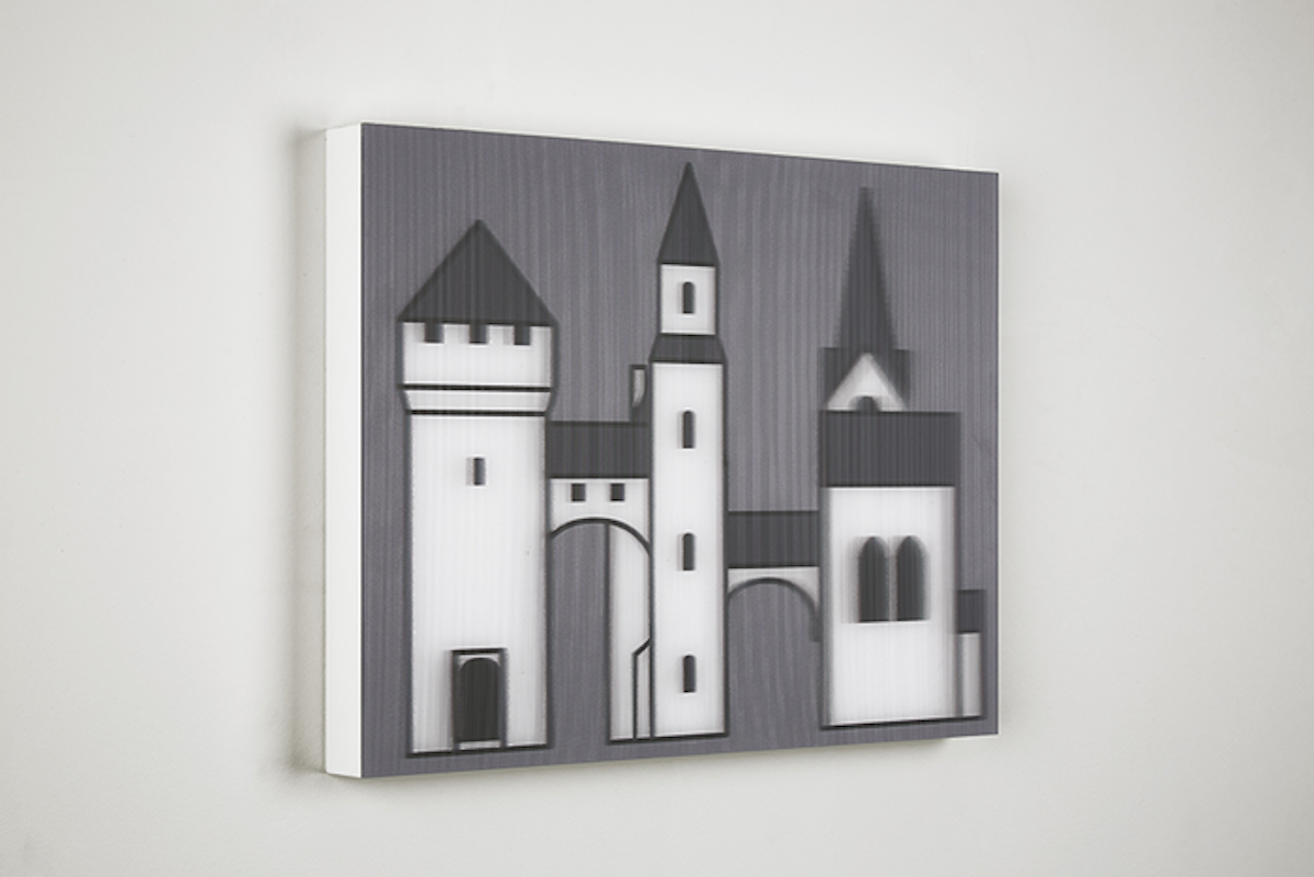 Julian Opie – Medieval Village 1, 2019 – Mixed média