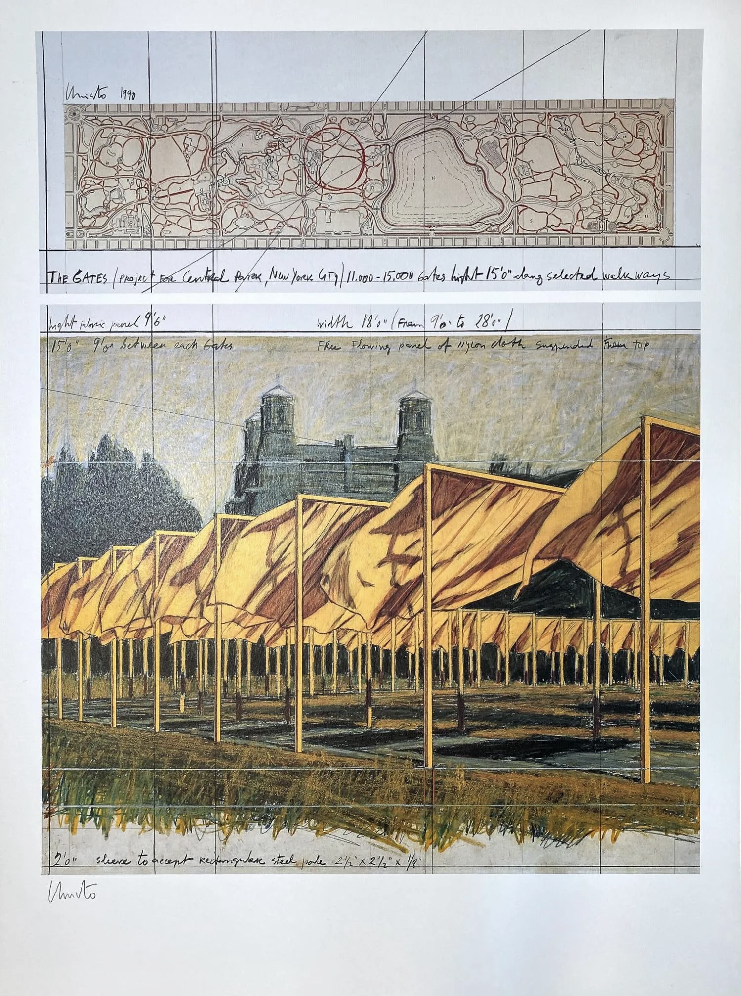 Javacheff Christo – The Gates Project for Central Park (III), 1990 – Offsetdruck