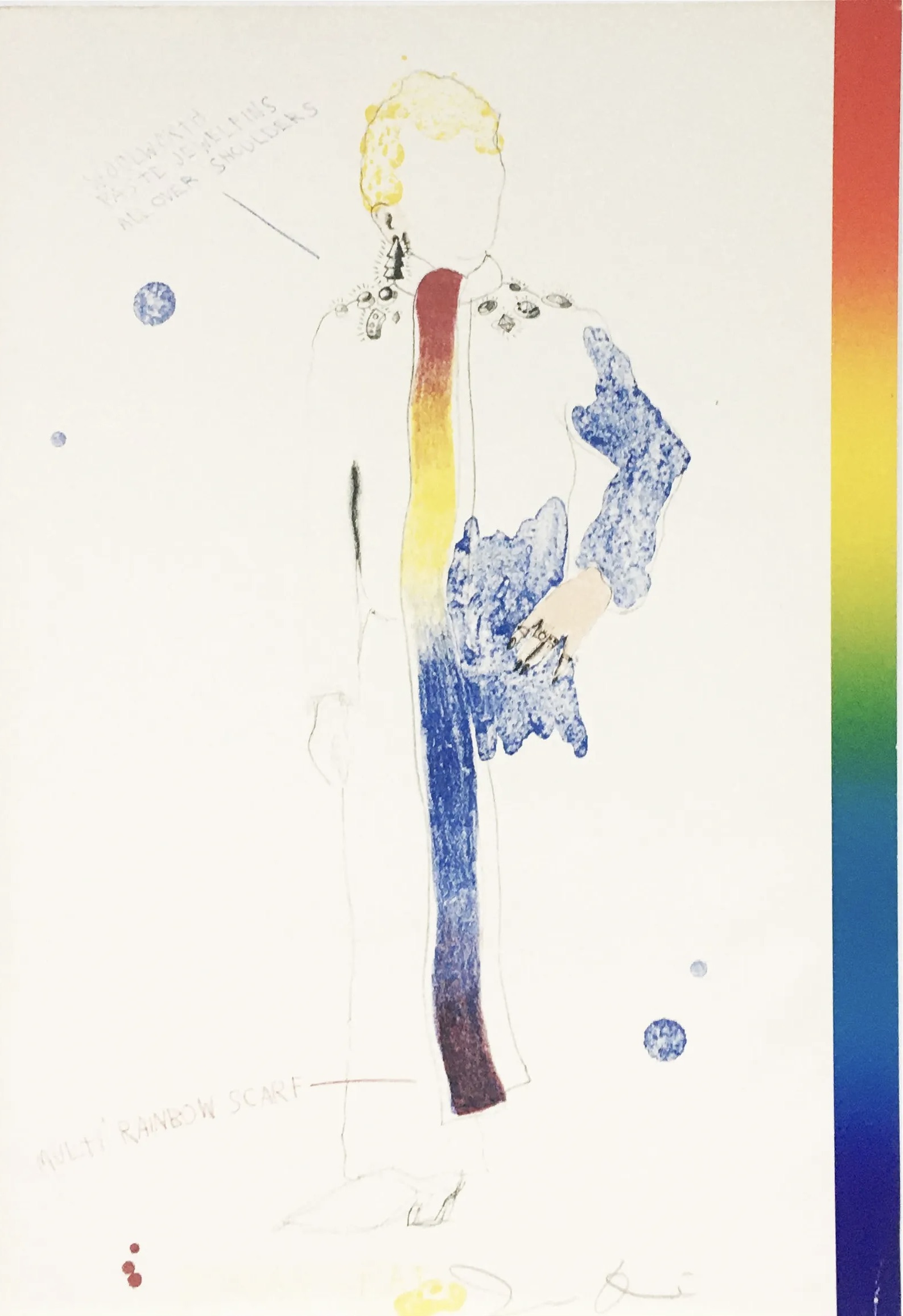 Jim Dine – Dorian Gray in Multi Rainbow Scarf, 1968 – Lithograph