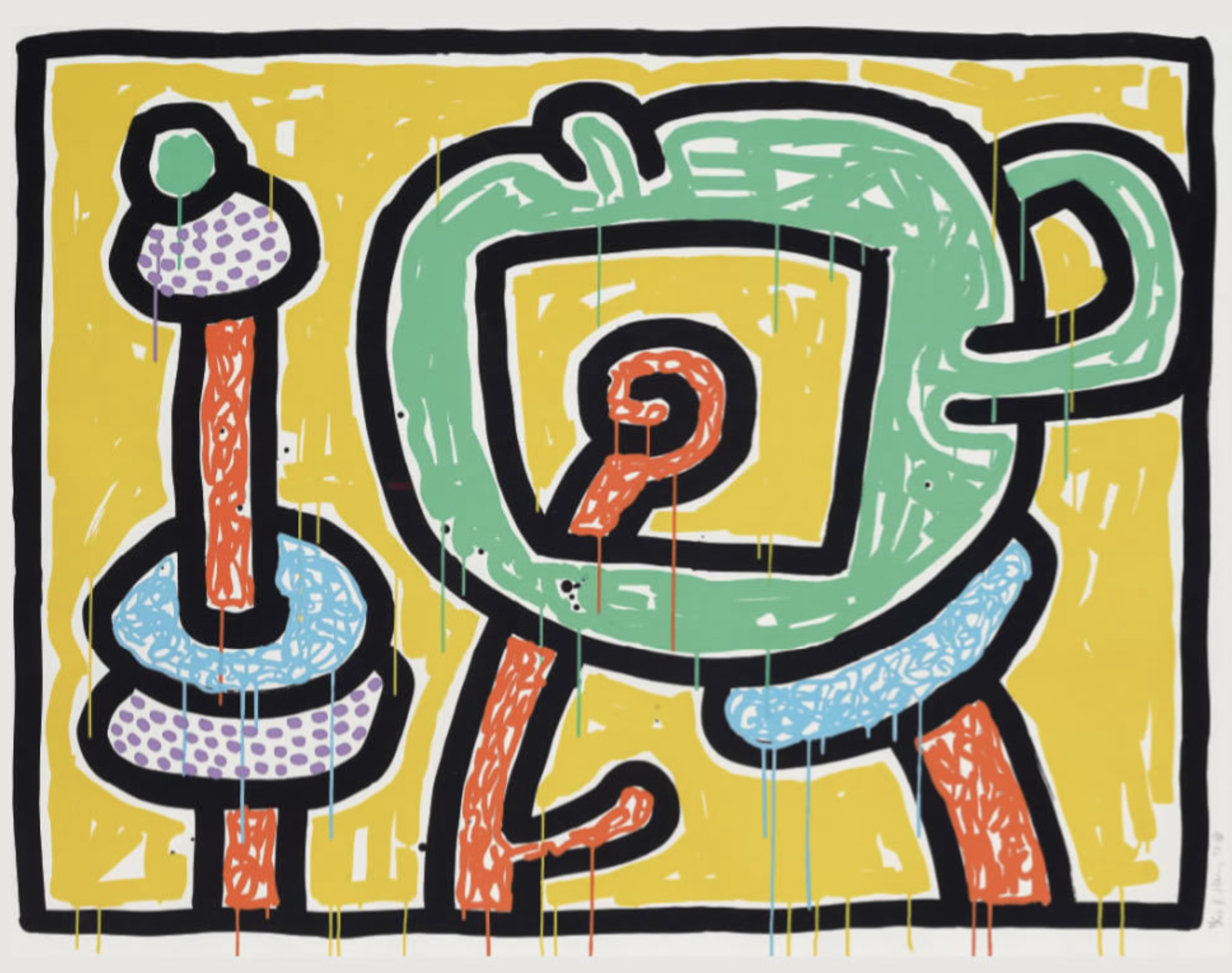 Keith Haring – Flowers III (Yellow), 1990 – Screen-print