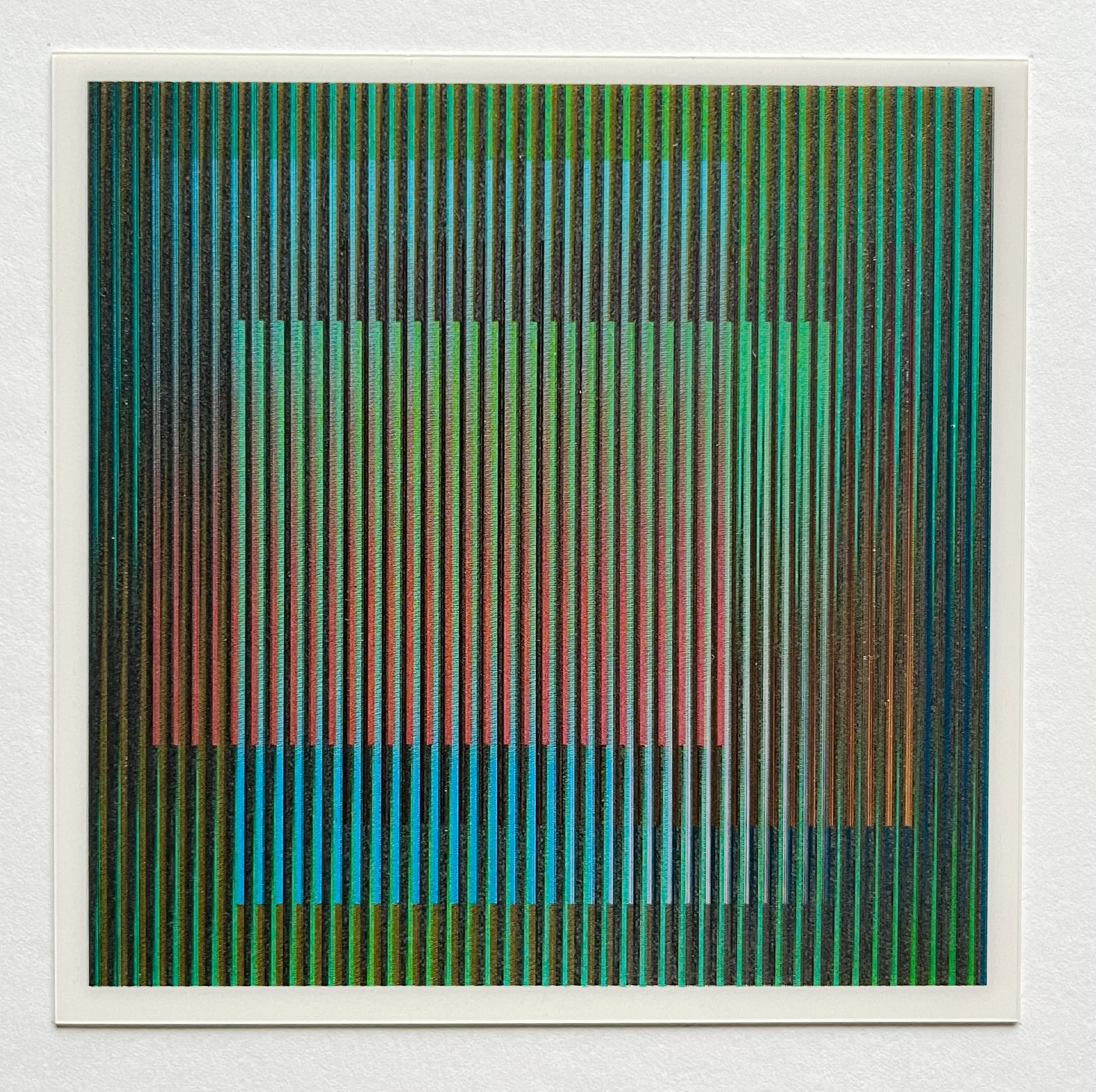 Carlos Cruz-Diez – Chromointerference La Difference signed card, 2011 – Mixed Media