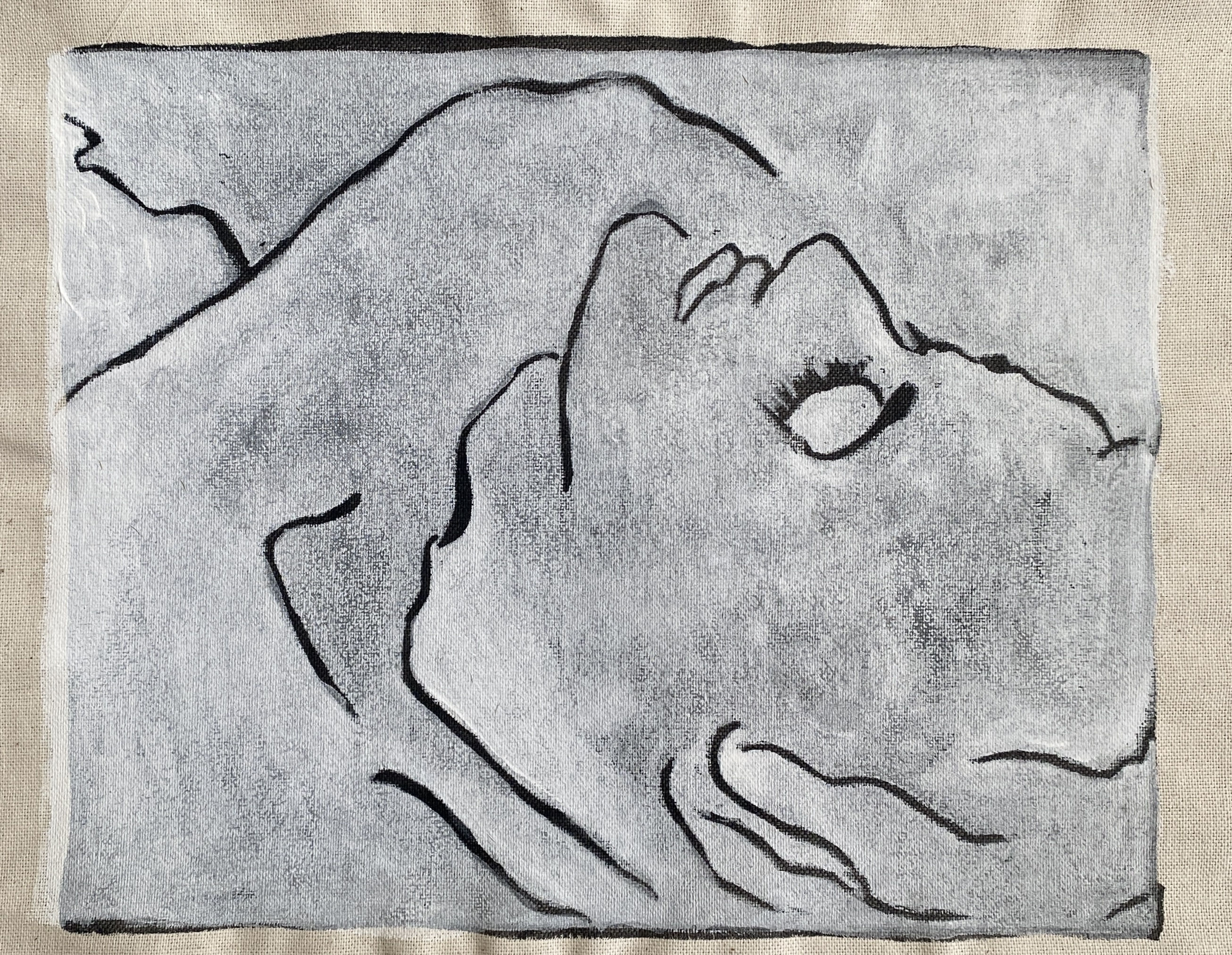 Eva Claessens – Petit Câlin V, 2023 – Linocut