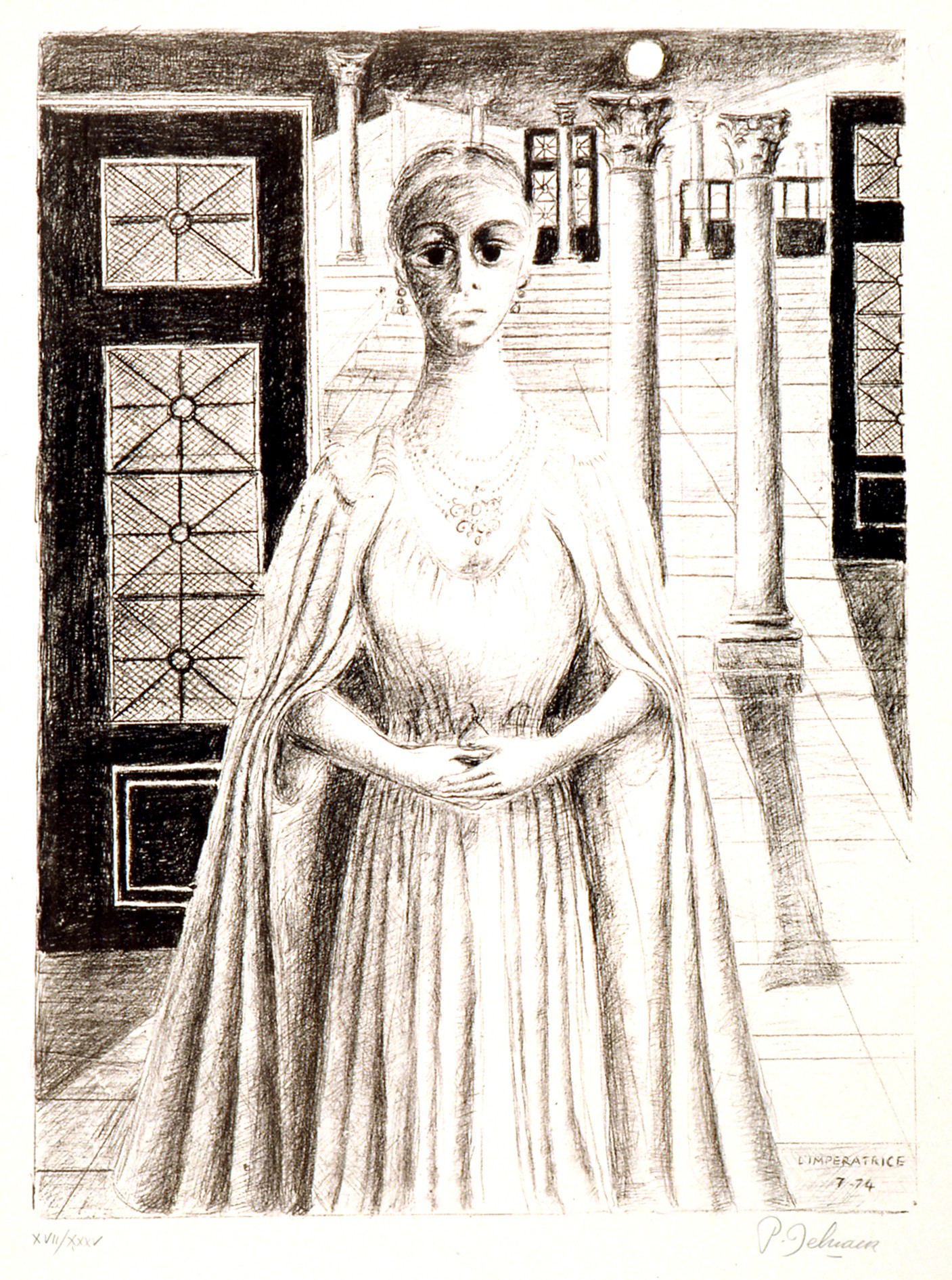 Paul Delvaux – L'Impératrice, 1974 – Litografía