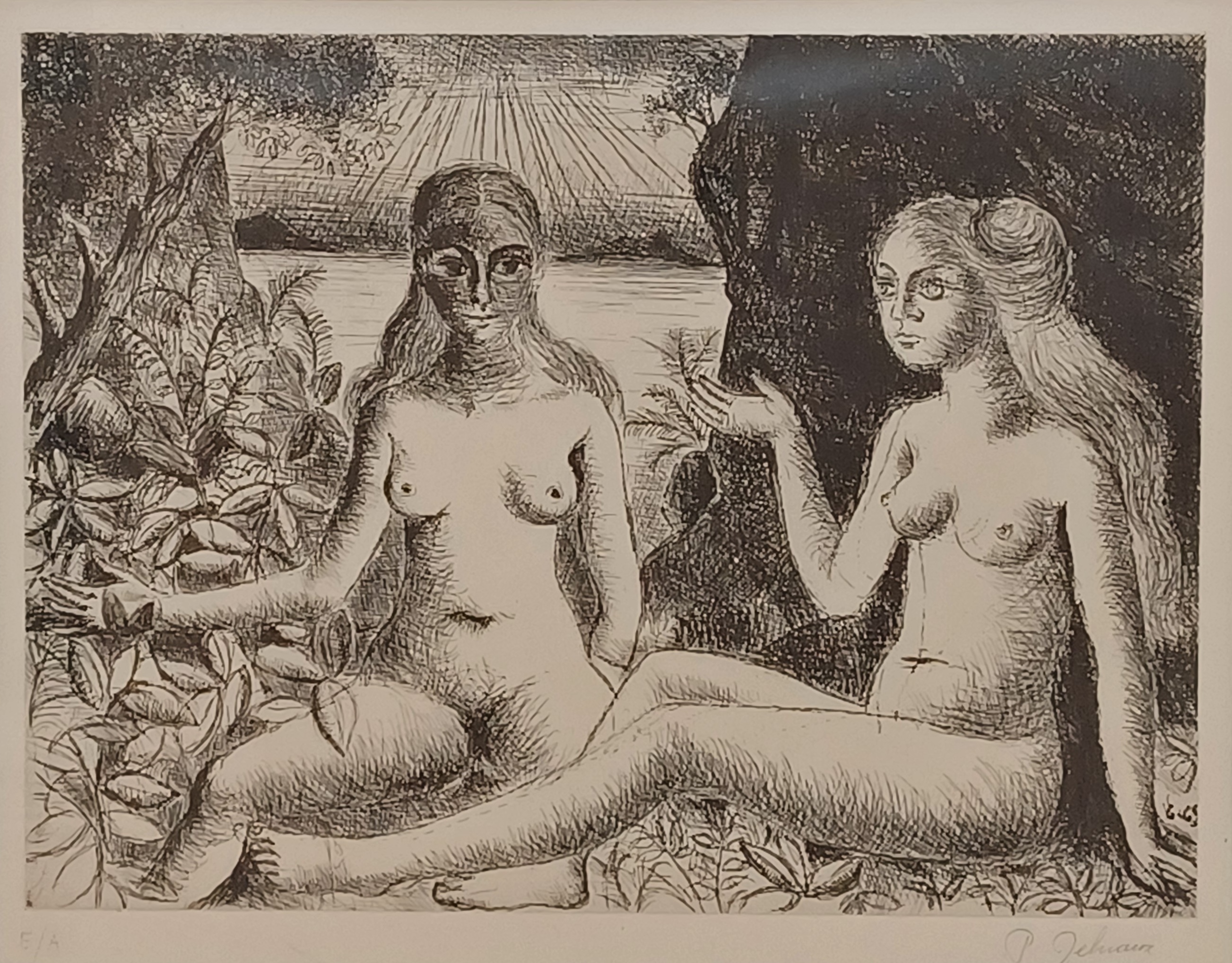 Paul Delvaux – La dispute, 1969 – Grabado Aguatinta