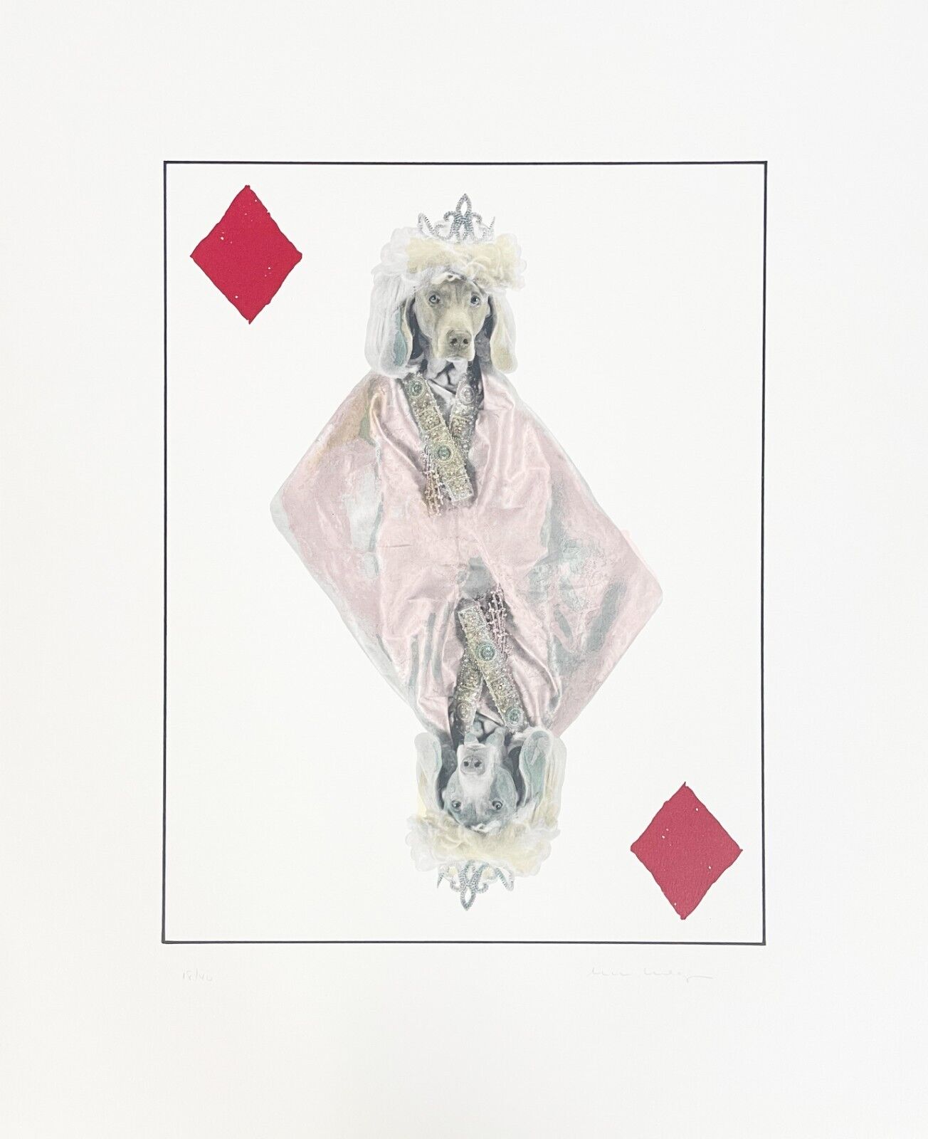 William Wegman – Royal Flush - Diamonds (pink), 1998 – Lithograph