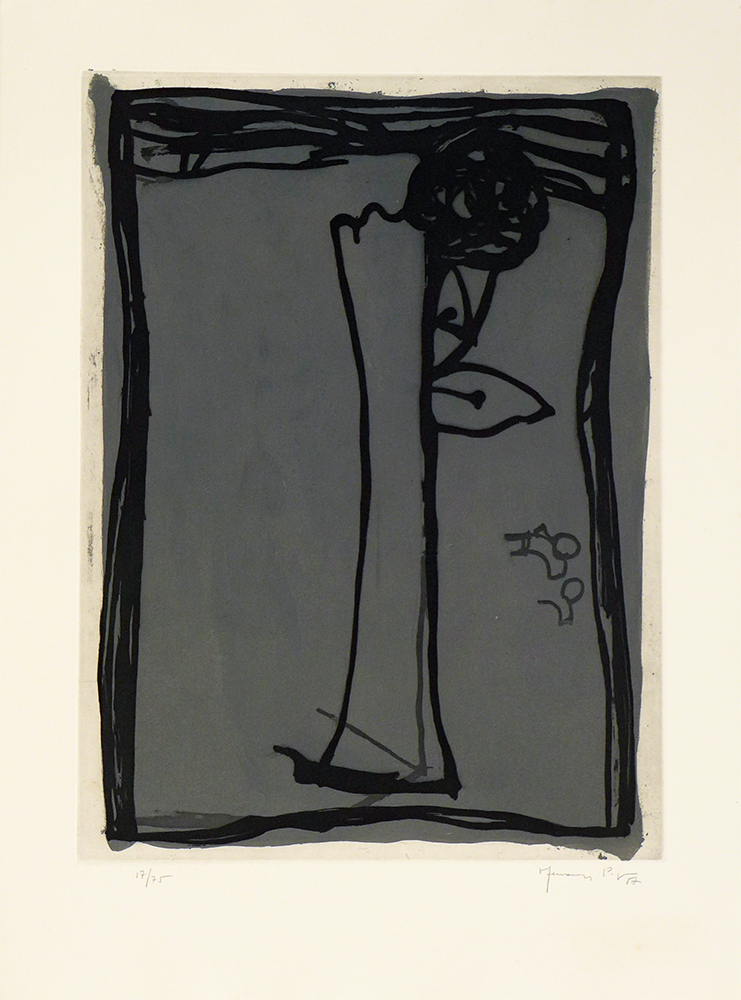 Joan Hernandez Pijuan – Jarro con rosa, 1987 – Linogravure