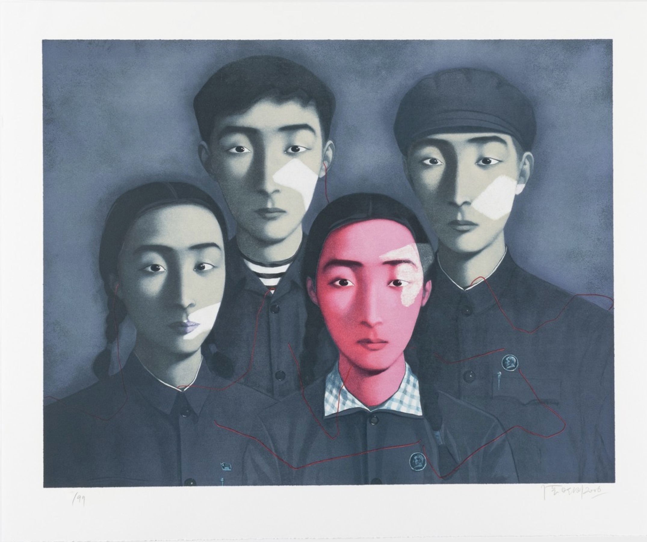 Zhang Xiaogang – The Big Family (from Bloodline portfolio), 2006 – Lithograph