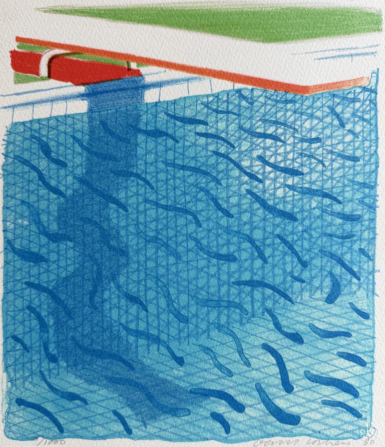 David Hockney – Pool Made with Paper and Blue Ink for Book, 1980 – Lithographie