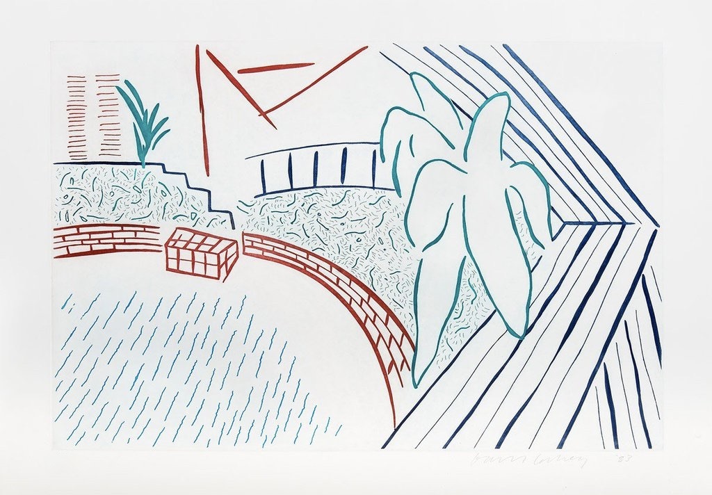 David Hockney – My Pool and Terrace, 1983 – Gravure