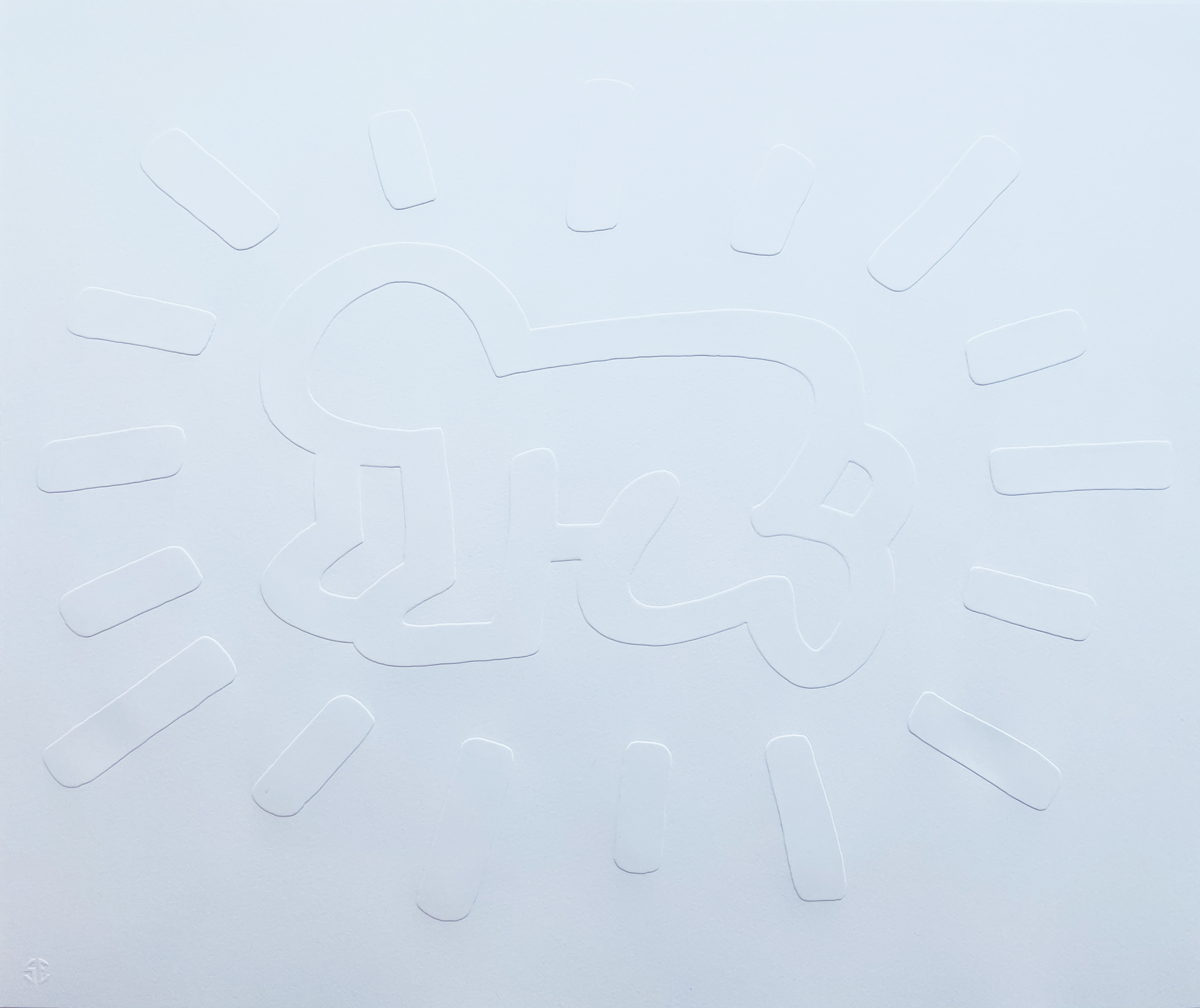 Keith Haring – White Icons (A) - Radiant Baby, 1990 – Embossing
