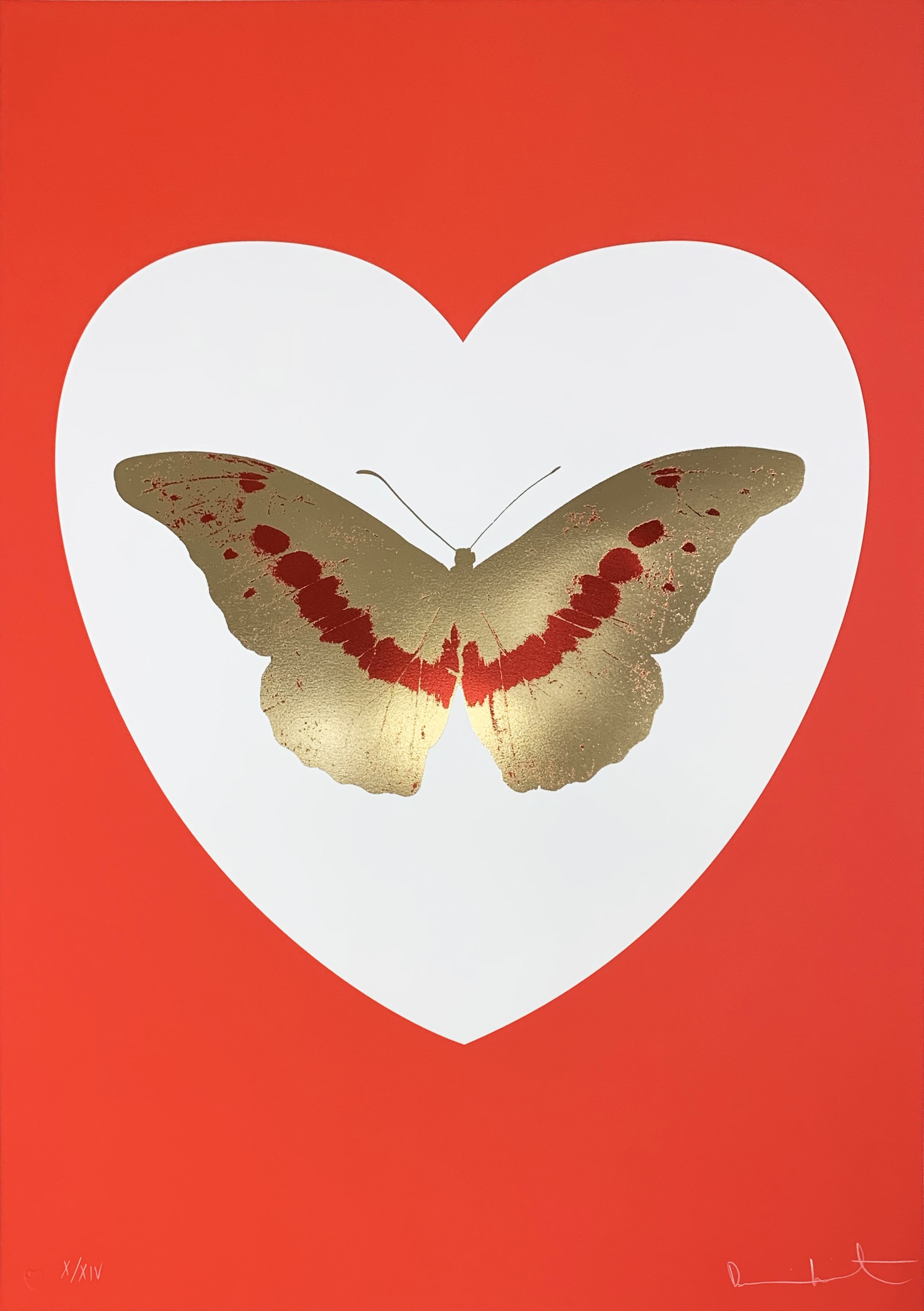 Damien Hirst – I Love You - White/Red/Cool Gold/ Poppy Red, 2015 – Técnica mixta