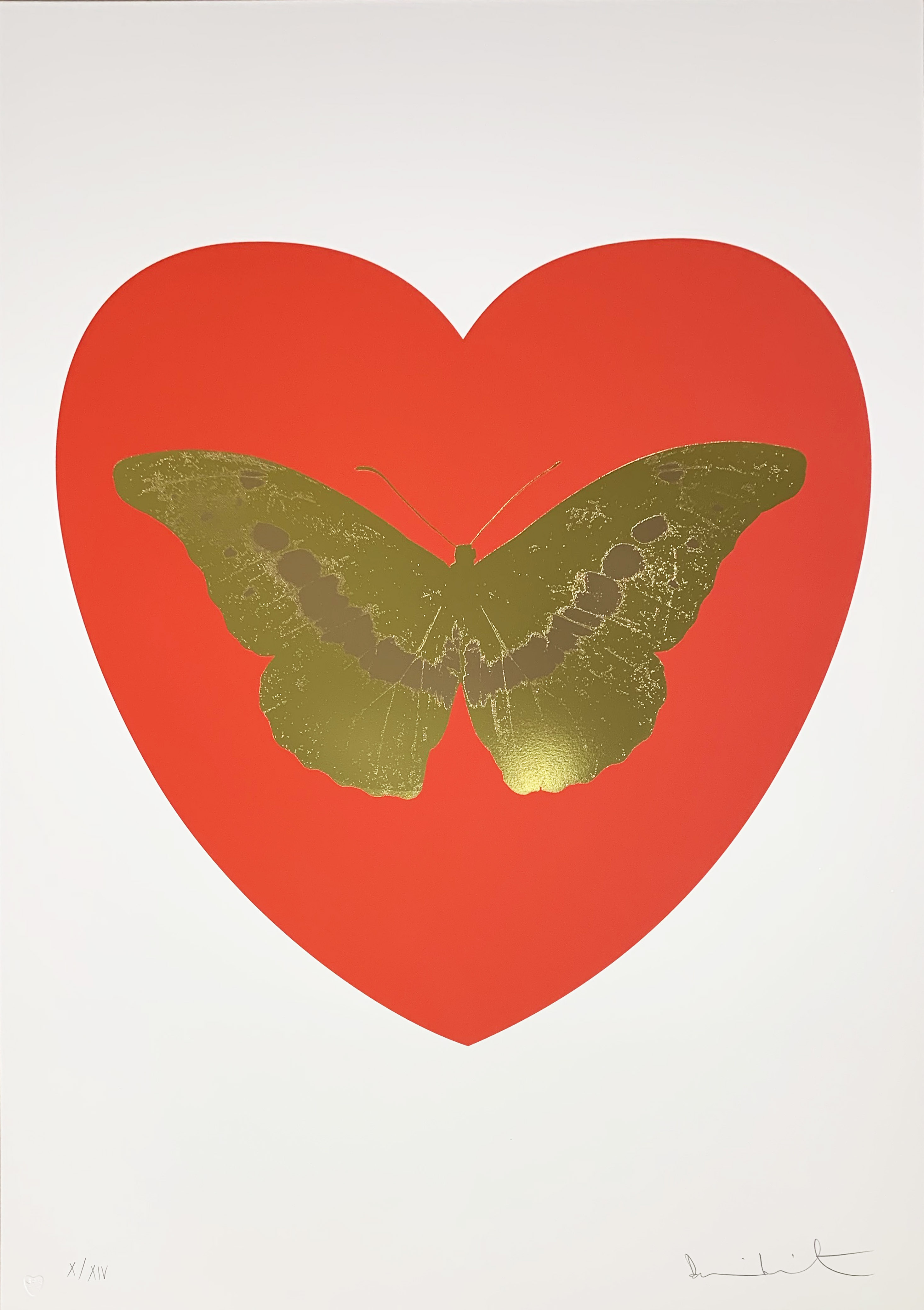 Damien Hirst – I Love You - Red/Oriental Gold/Cool Gold, 2015 – Sérigraphie/Silkscreen
