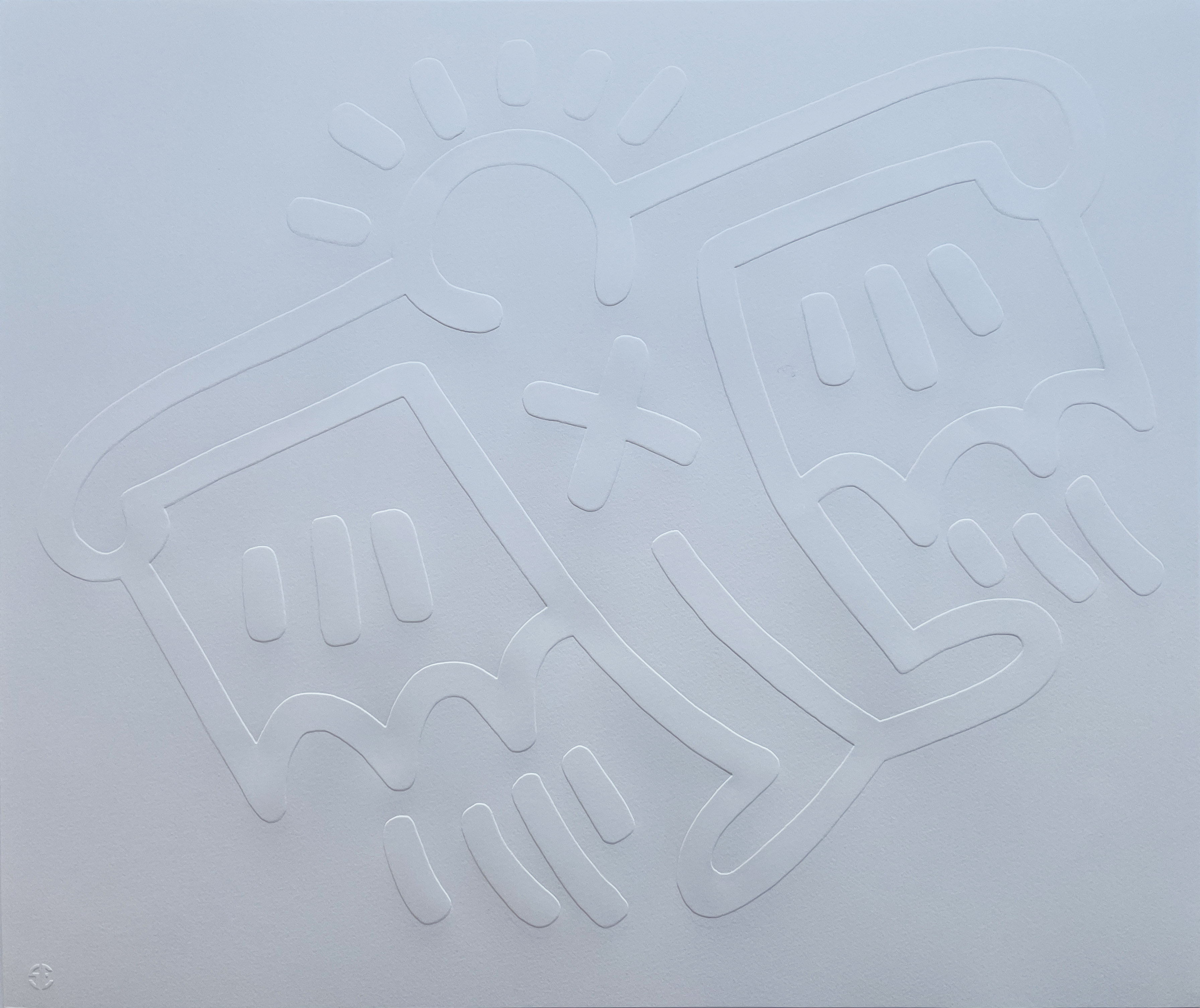 Keith Haring – White Icons (D) - X-Man, 1990 – Embossing