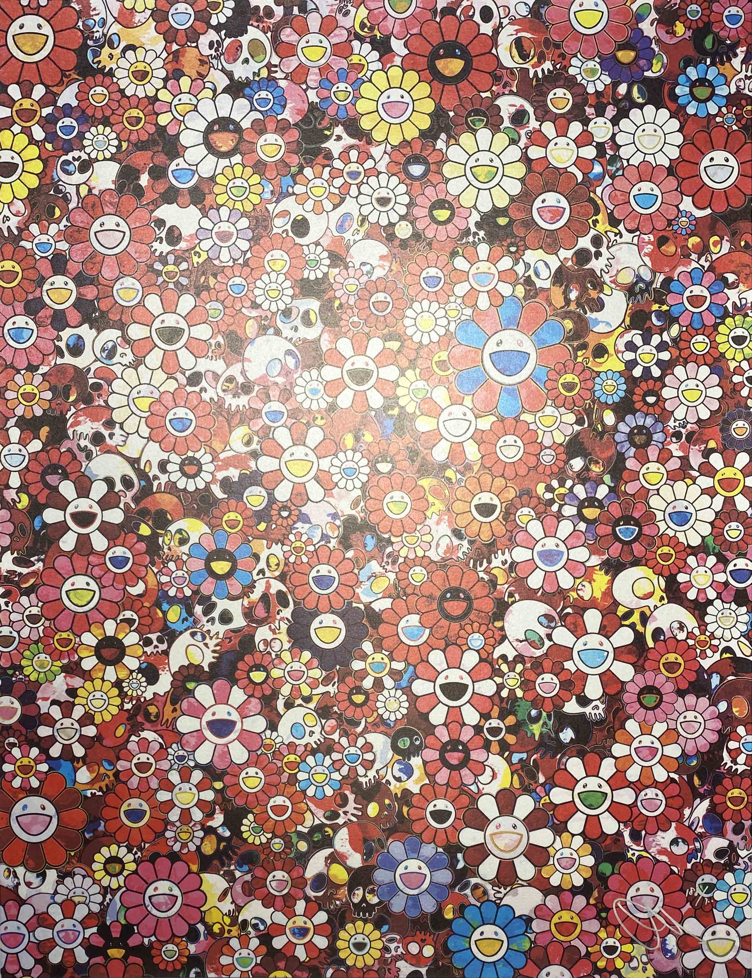 Takashi Murakami – Skulls & Flowers Red, 2013 – Offset printen