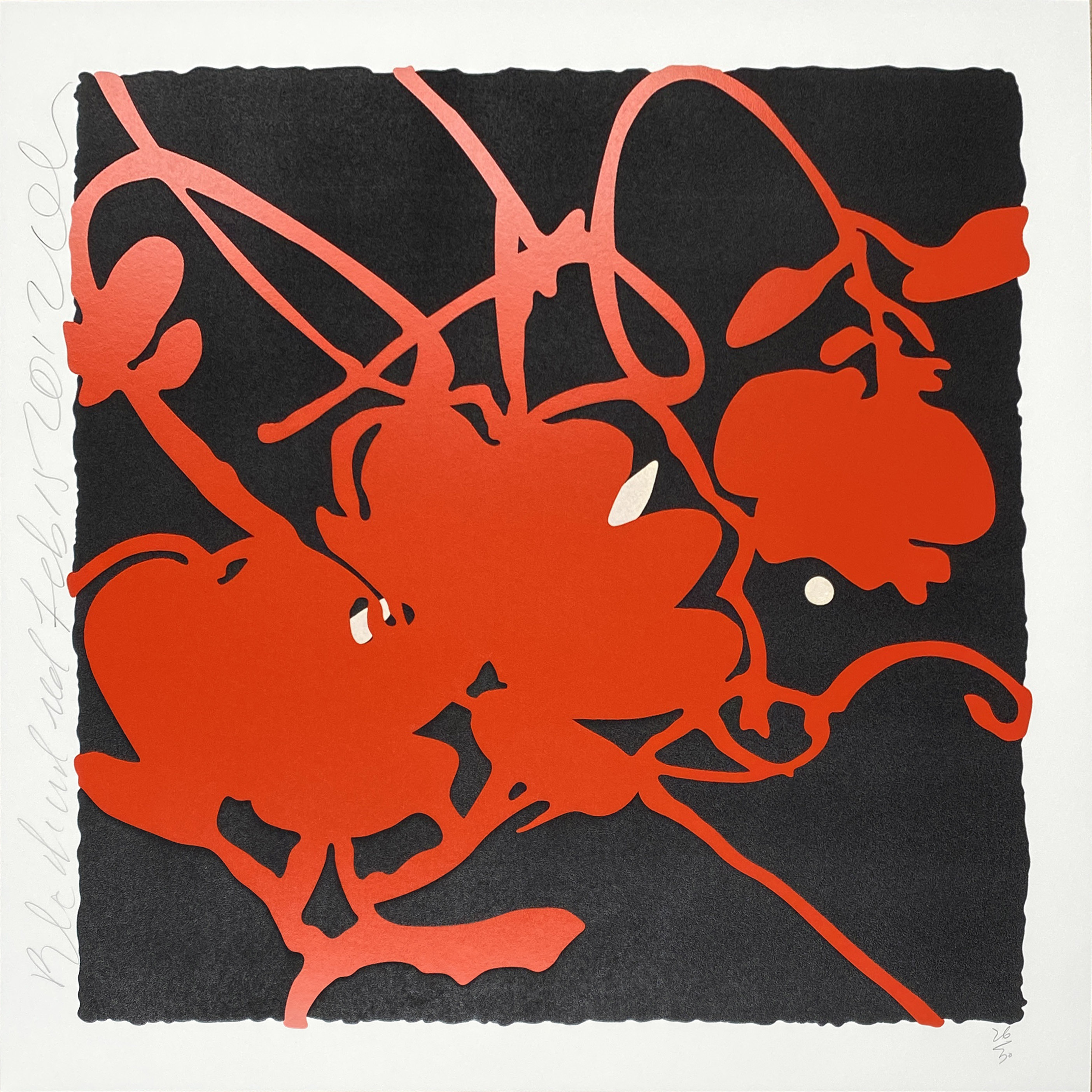 Donald Sultan – Black and Red - Lantern Flowers, 2012 – Zeefdruk