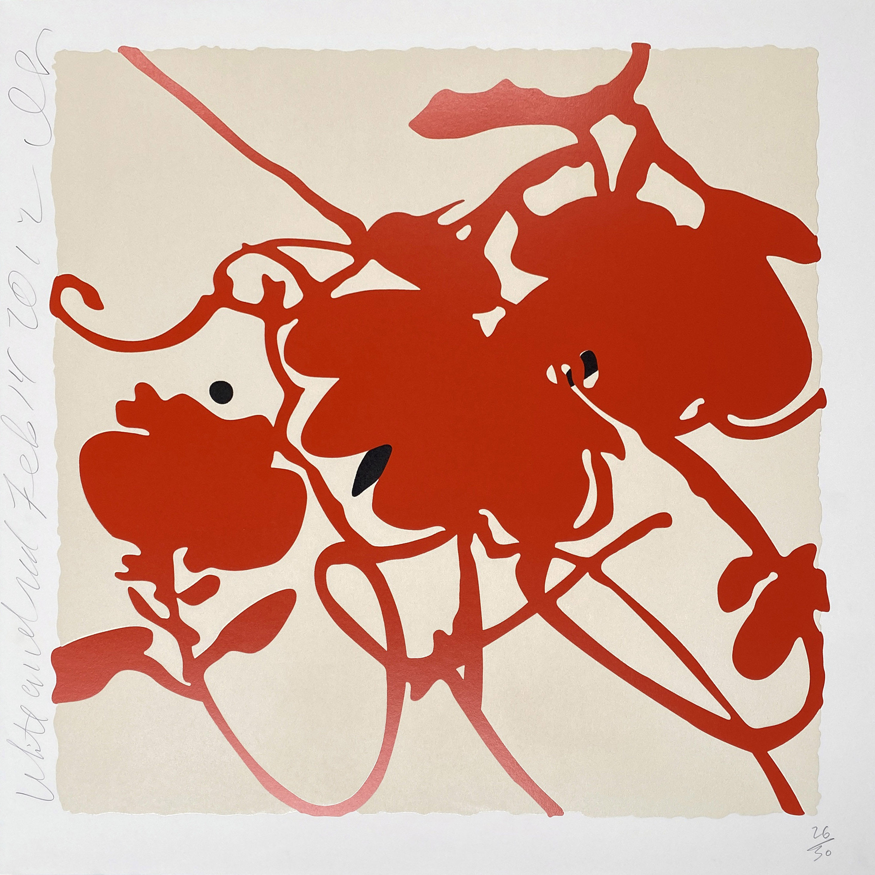 Donald Sultan – White and Red - Lantern Flowers, 2012 – Zeefdruk