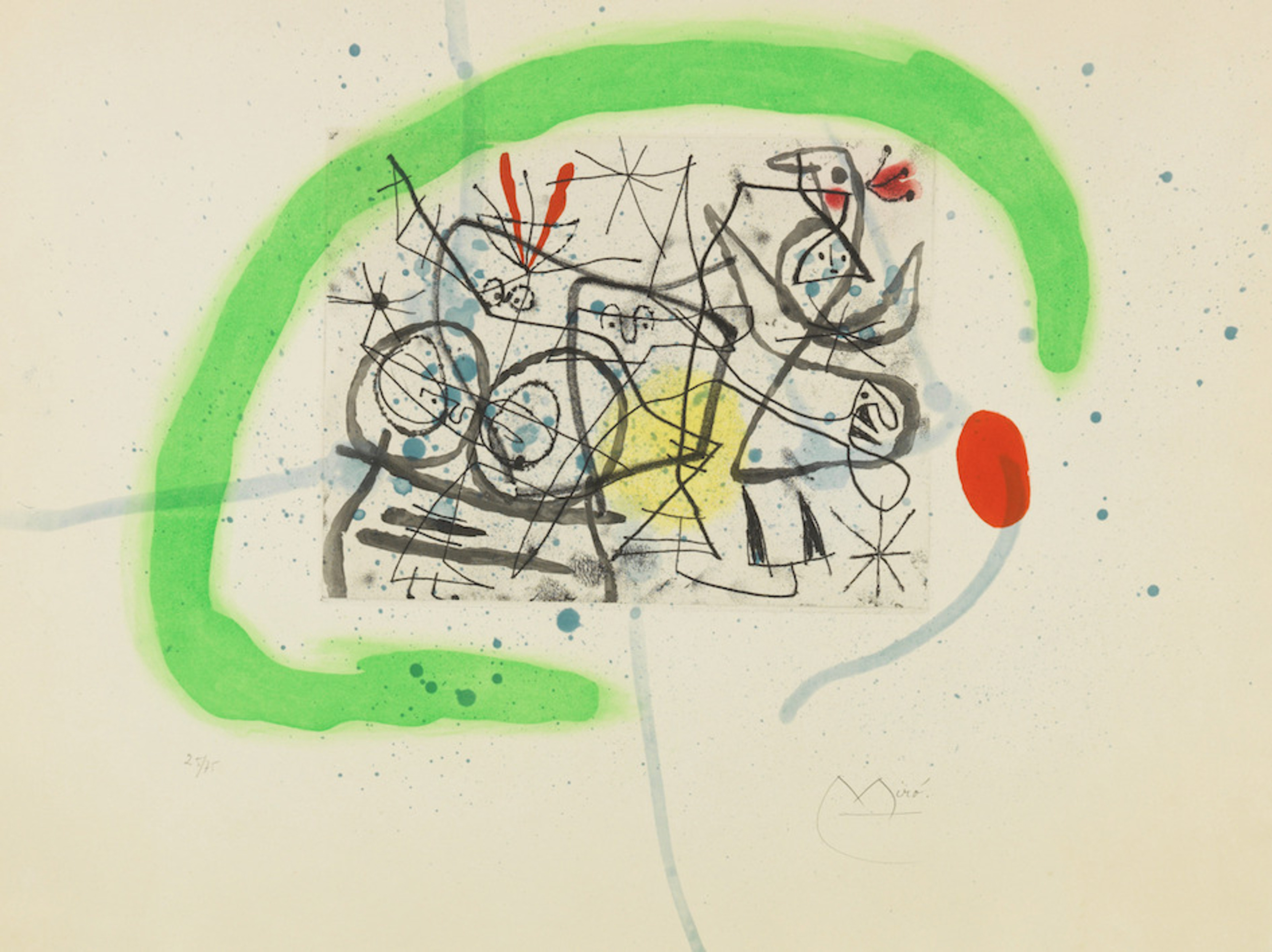 Joan Miró – Préparatifs d'oiseaux IV, 1963 – Aguatinta