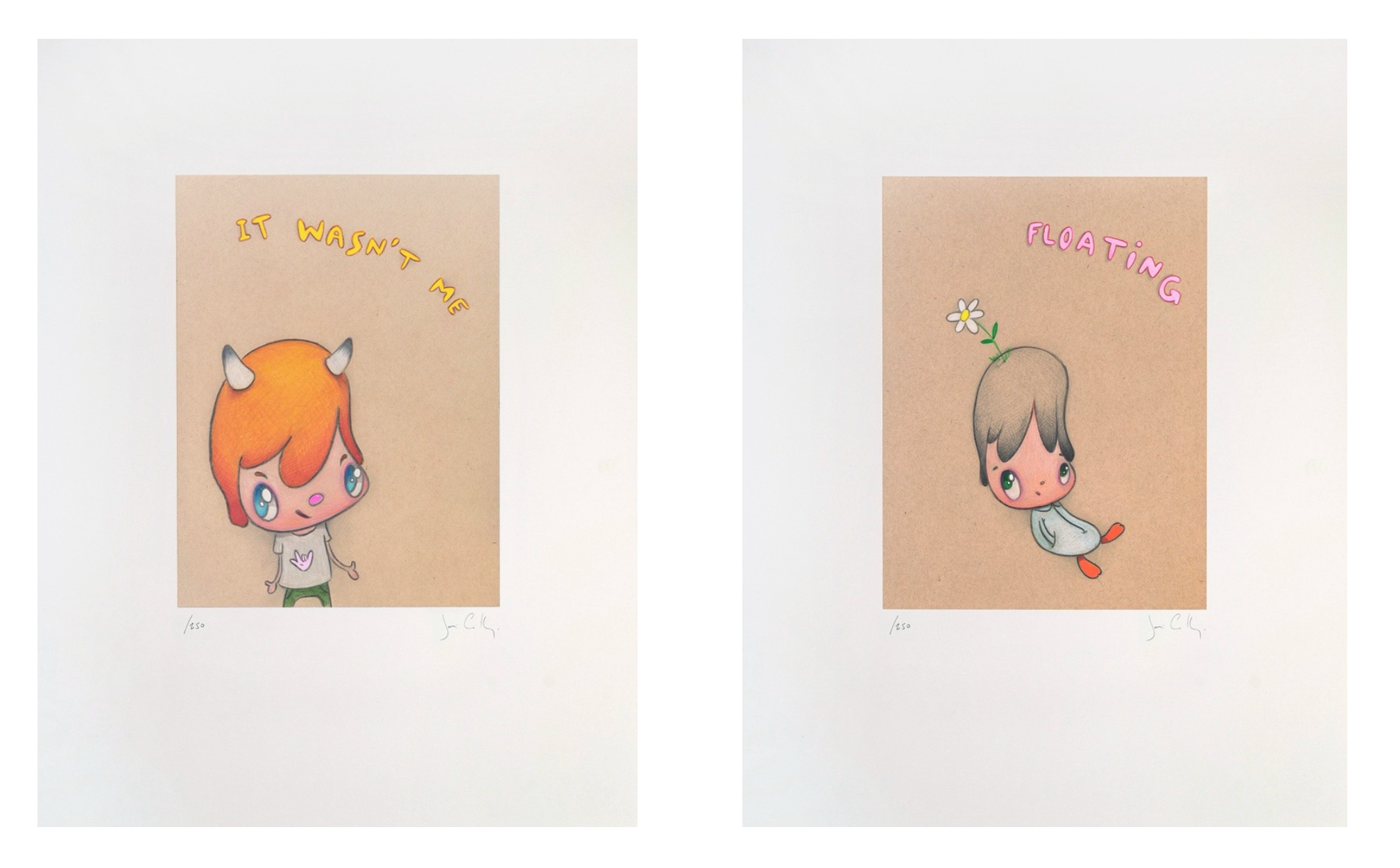 Javier Calleja – It wasn't me & Floating (Diptych), 2024 – Etching
