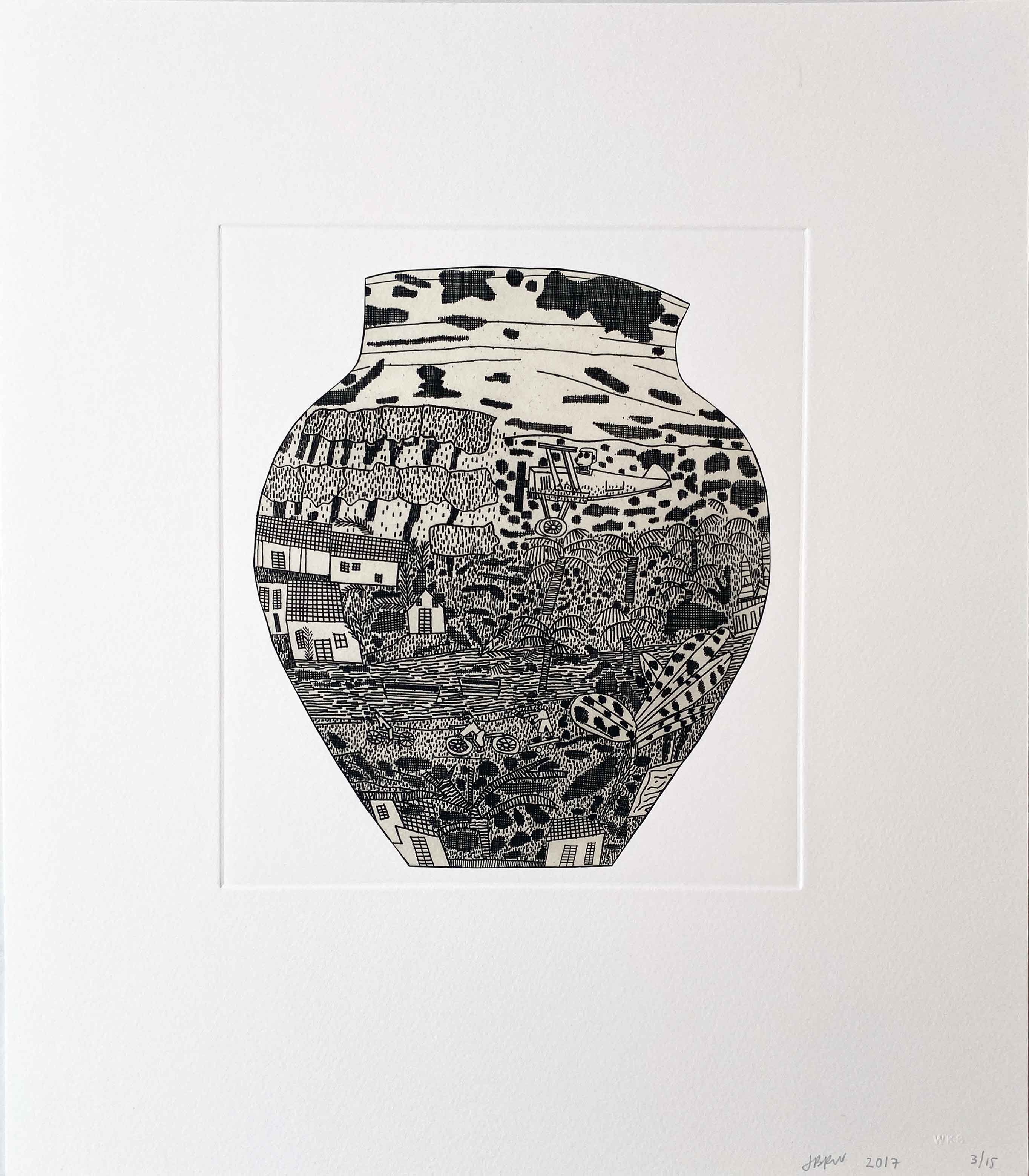 Jonas Wood – Untitled (2) from 8 Pots, 2017 – Ets