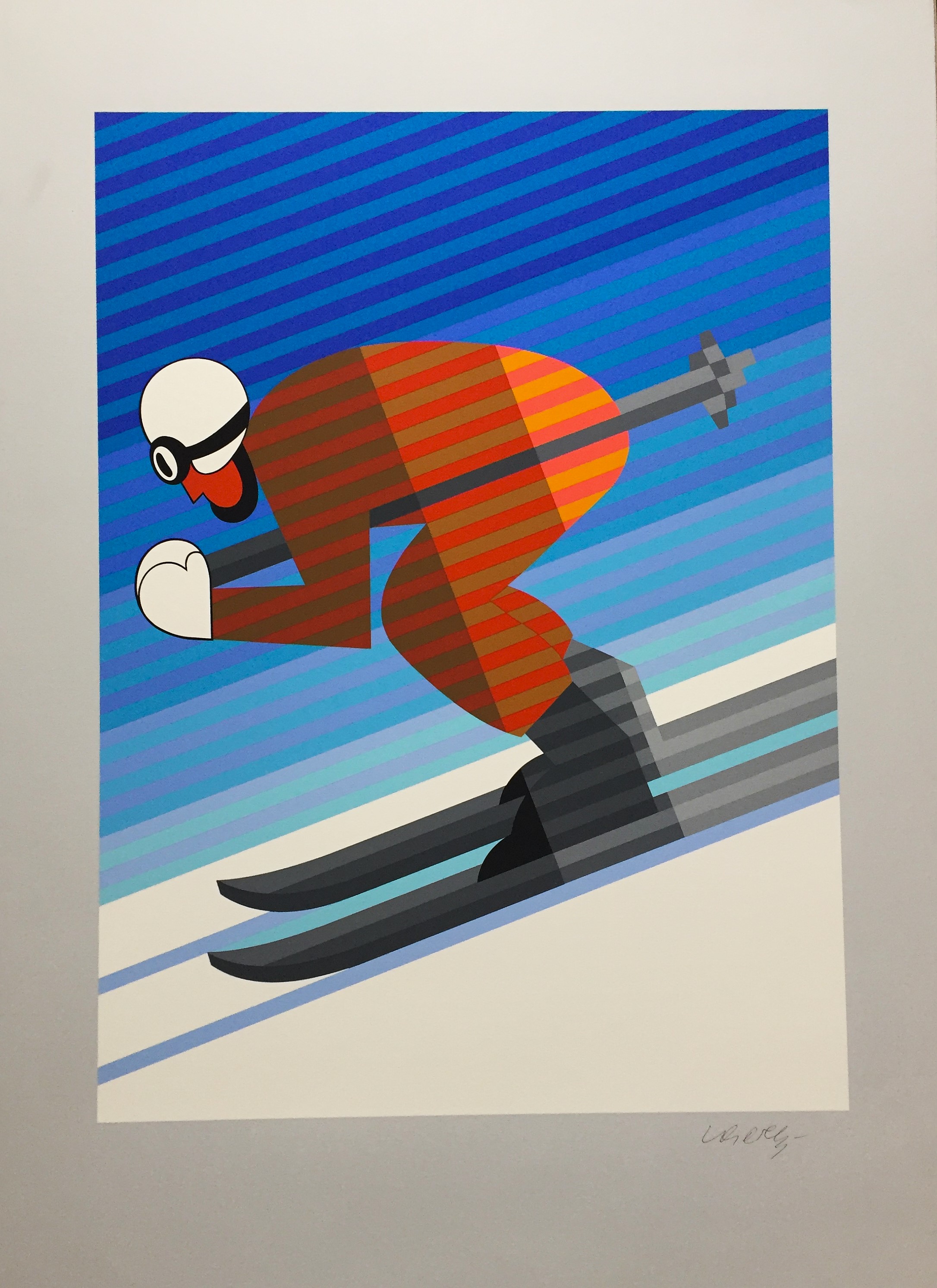 Victor Vasarely – Skier, 1983 – Zeefdruk