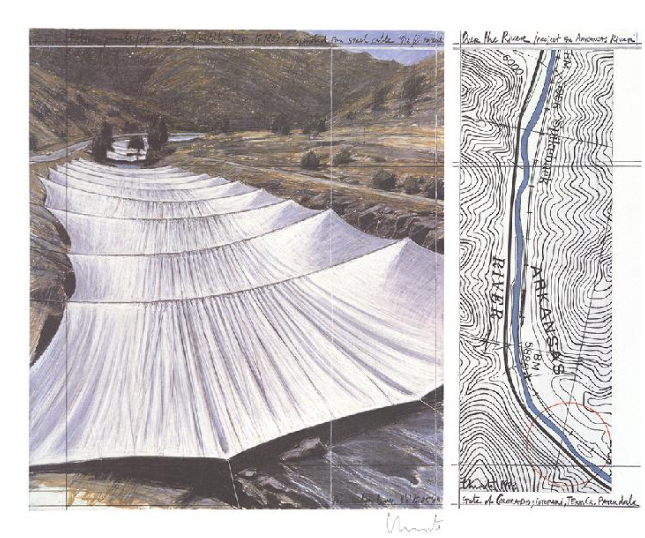 Javacheff Christo – Over The River Project III, 1993 – Offset Print