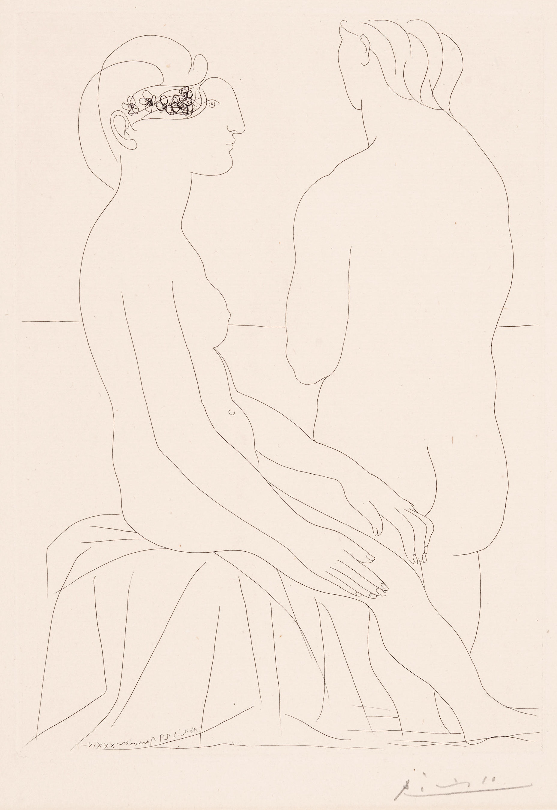 Pablo Picasso – Femme assise et Femme de Dos, pl. 78, 1934 – Gravure