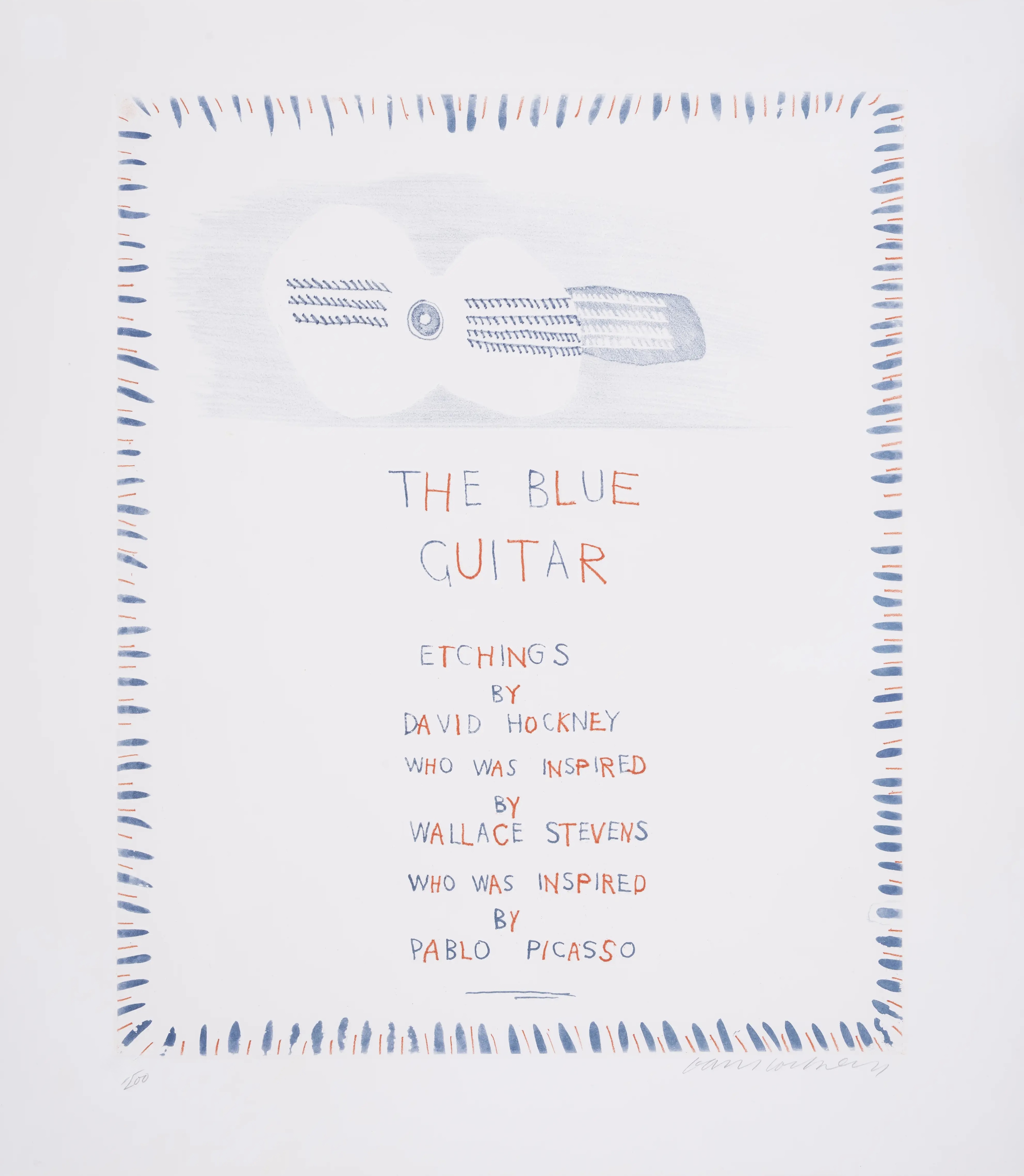 David Hockney – The Blue Guitar: title page, 1976-77 – Etching and Aquatint