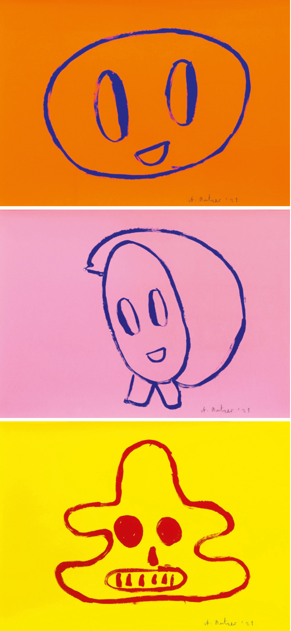 André Butzer – Untitled 1–3 (Suite of 3), 2021 – Screen-print