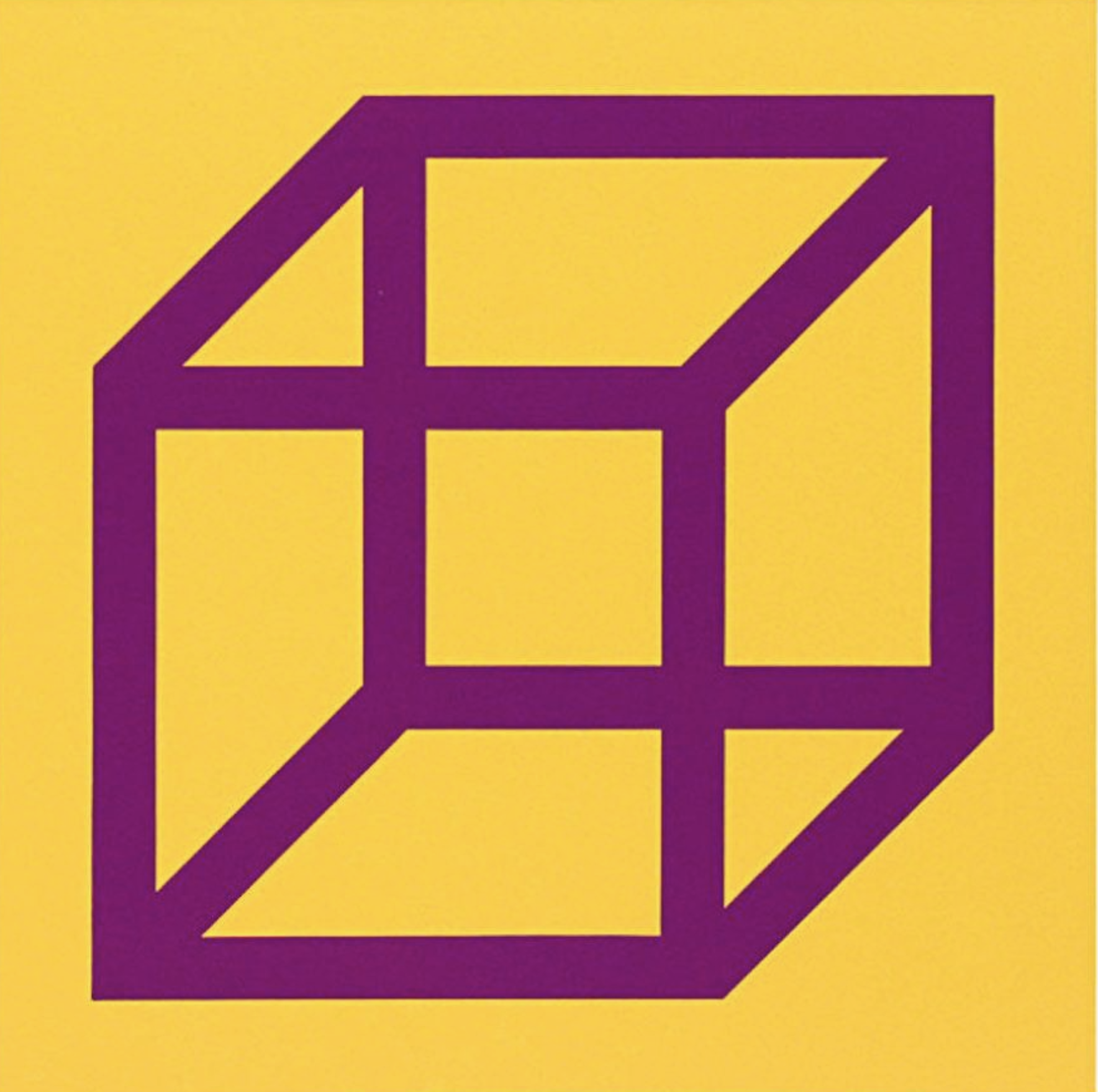 Sol LeWitt – Cubes in Color on Color (Yellow/Purple), 2003 – Linocut