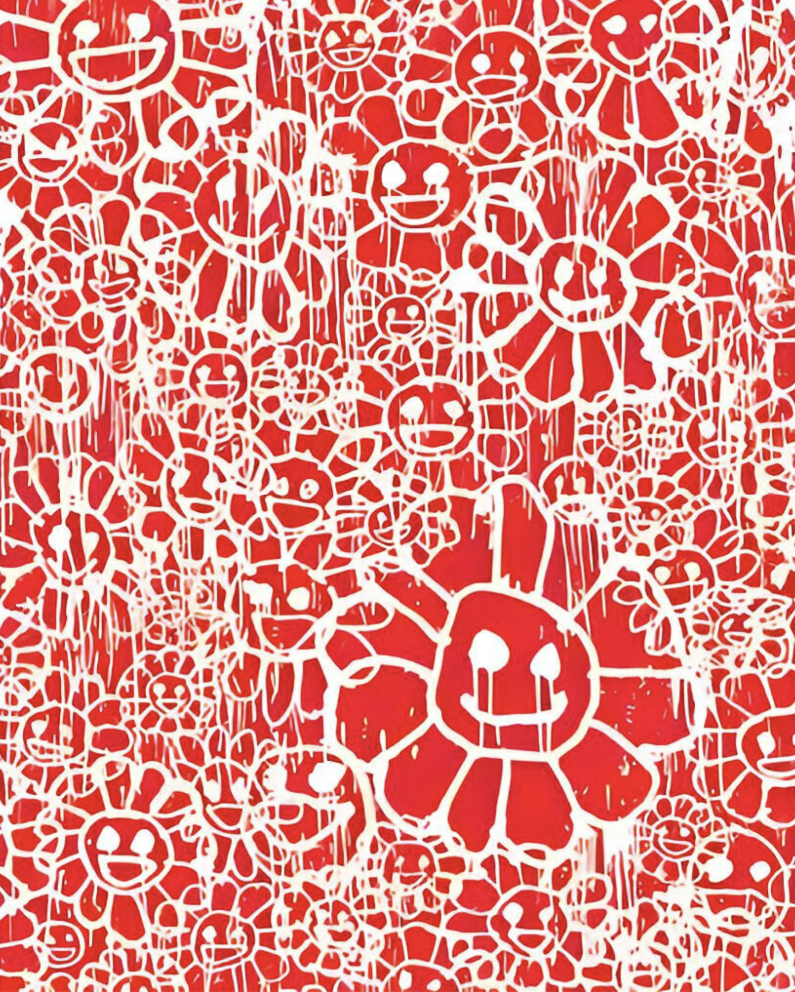 Takashi Murakami – Madsaki Flowers B Red, 2017 – Zeefdruk