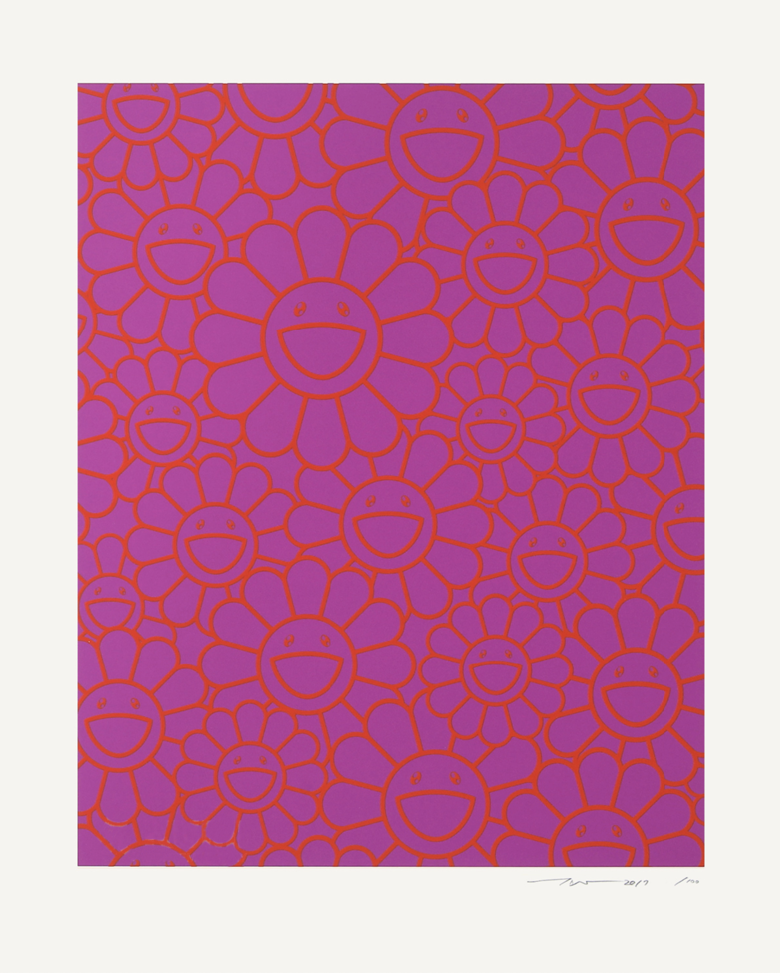 Takashi Murakami – October Story Silkscreen (Orange Lavender Flowers), 2019 – Silkscreen