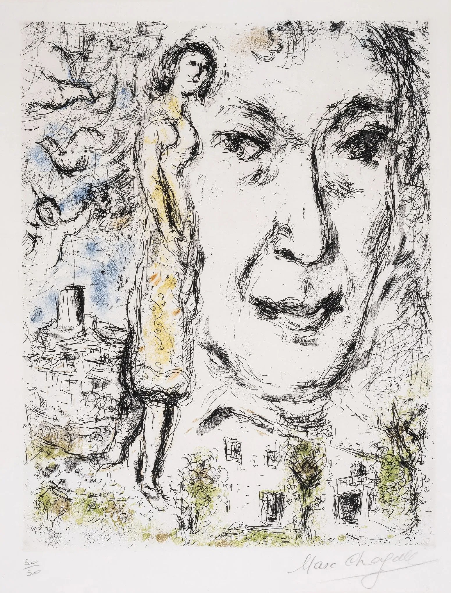 Marc Chagall – Autoportrait, 1968 – Grabado Aguatinta