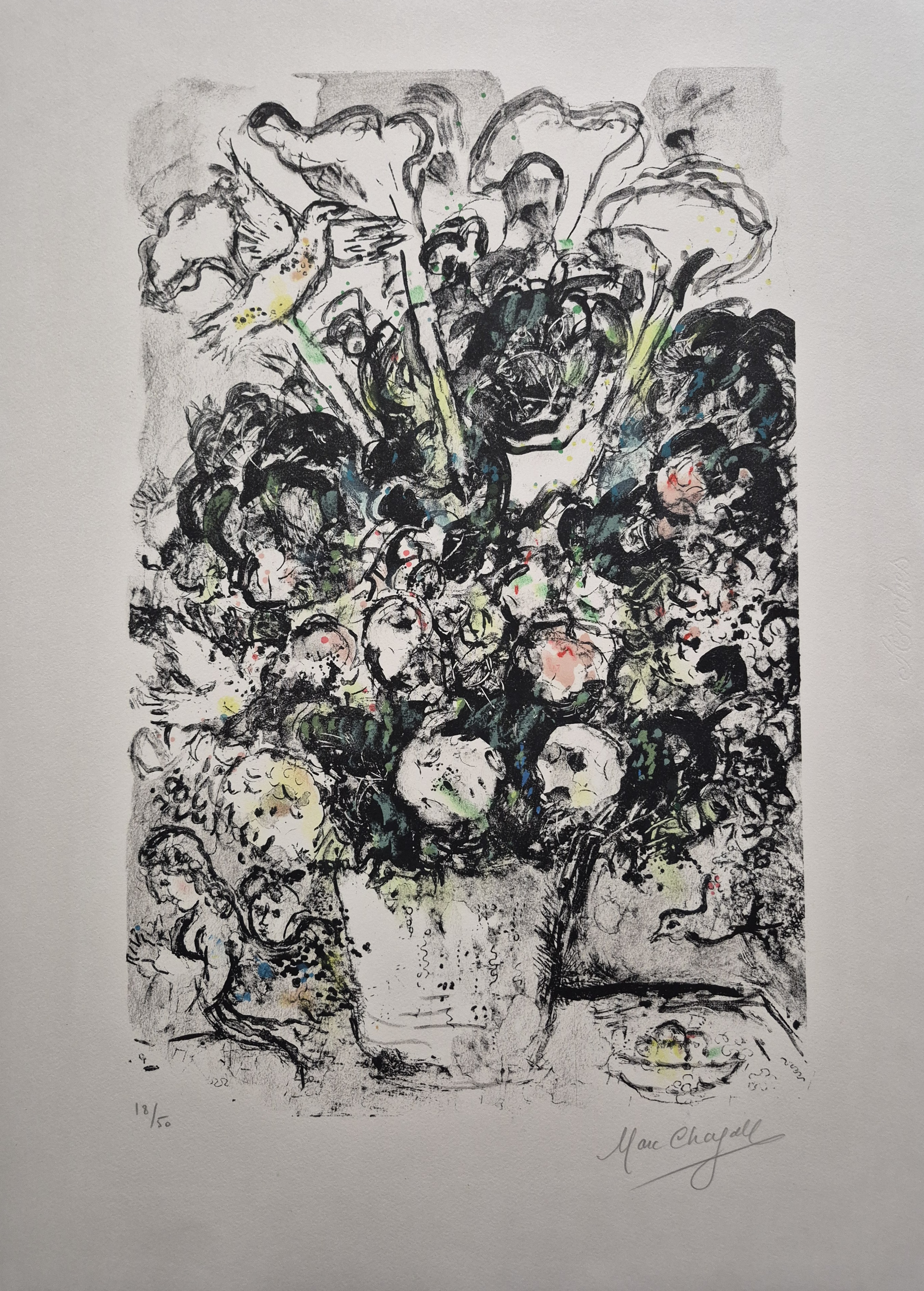Marc Chagall – Le Bouquet Blanc, 1969 – Litografía