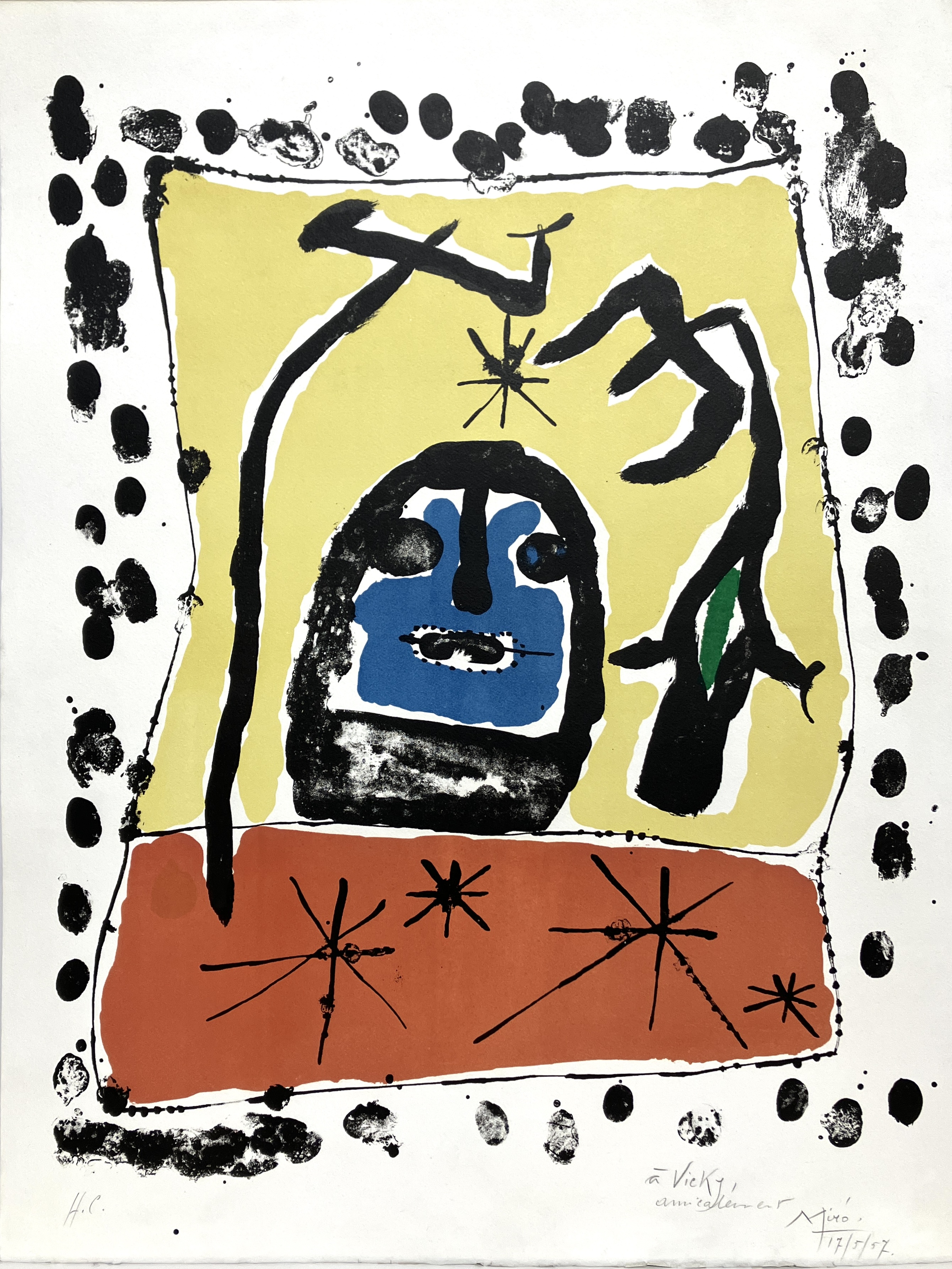 Joan Miró – Poster proof before the lettering for the Galerie Matarasso, Nice, 1957 – Lithographie