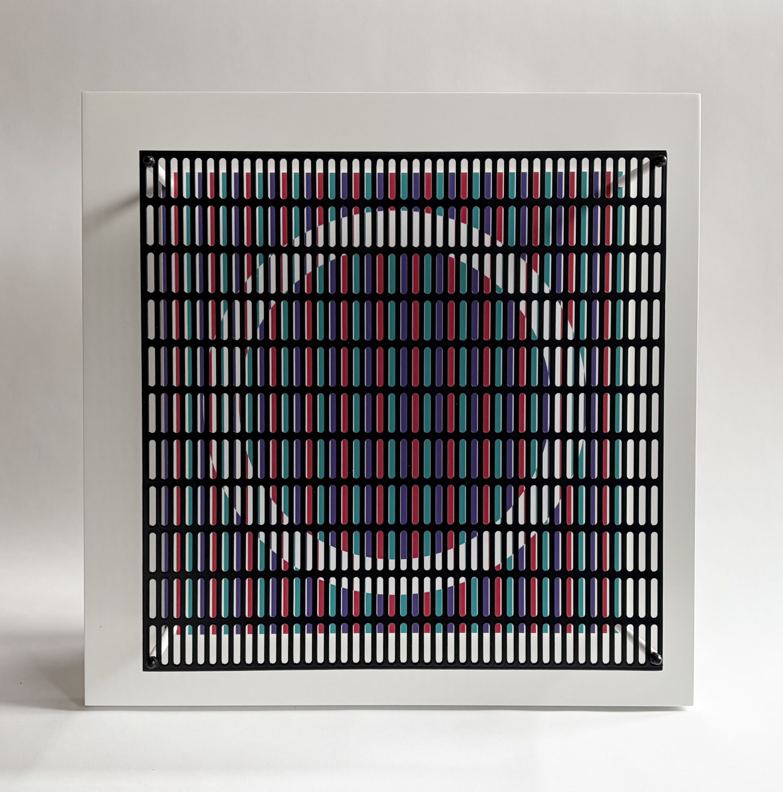 Antonio Asis – Vibration cercles mauve, rouge et turquoise, 2010 – Técnica mixta