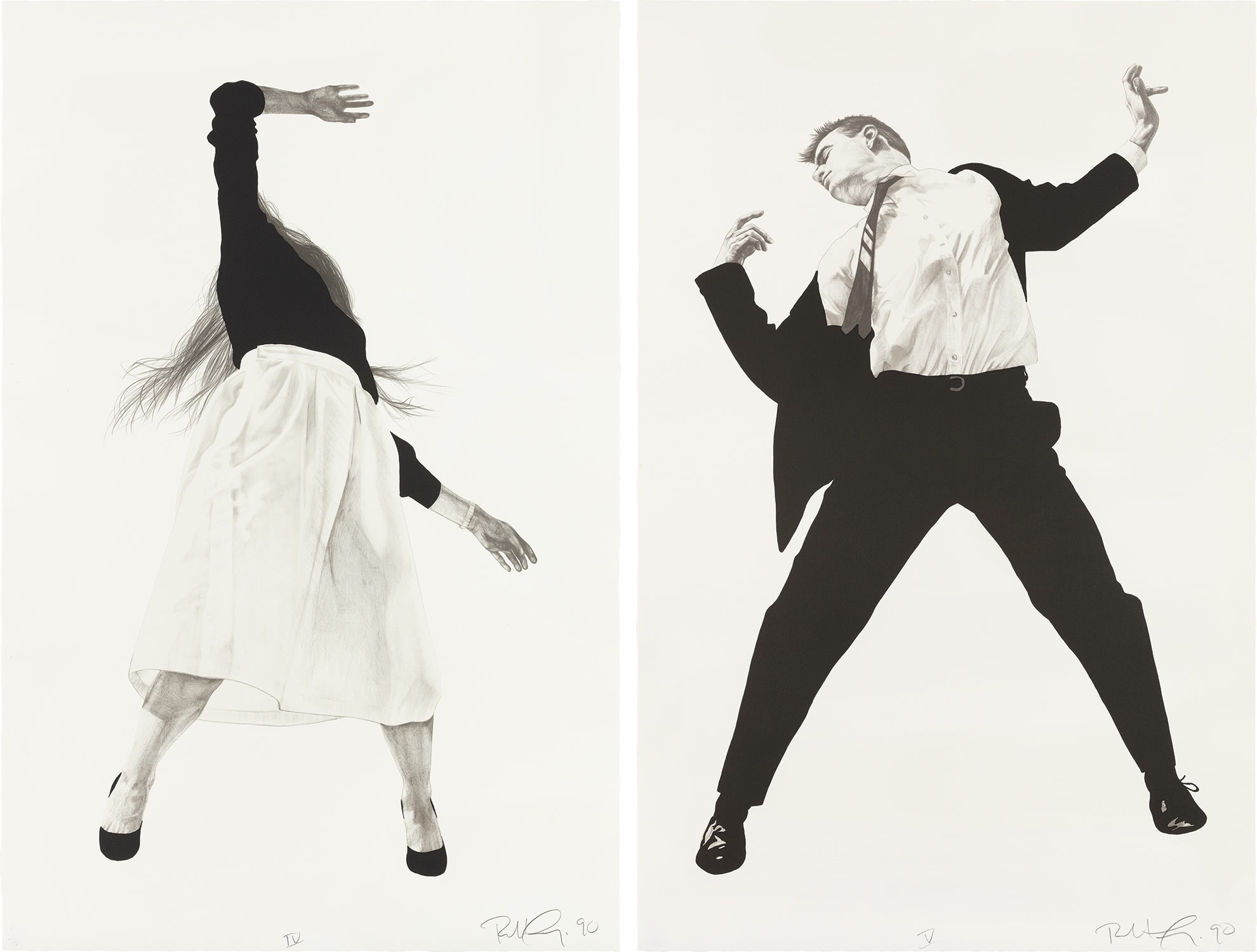 Robert Longo – Men in the Cities, Tokyo, Seibu Department Stores, Ltd. V (Single Man) & IV (Single Woman), 1990 – Lithographie