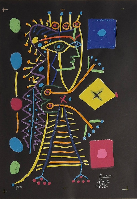 Pablo Picasso – Jacqueline (La Dame aux Des), 1958 – Lithograph