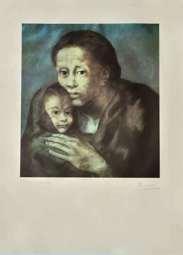 Pablo Picasso – Mother and Child with Shawl, from Barcelona Suite, 1966 – Offset Print