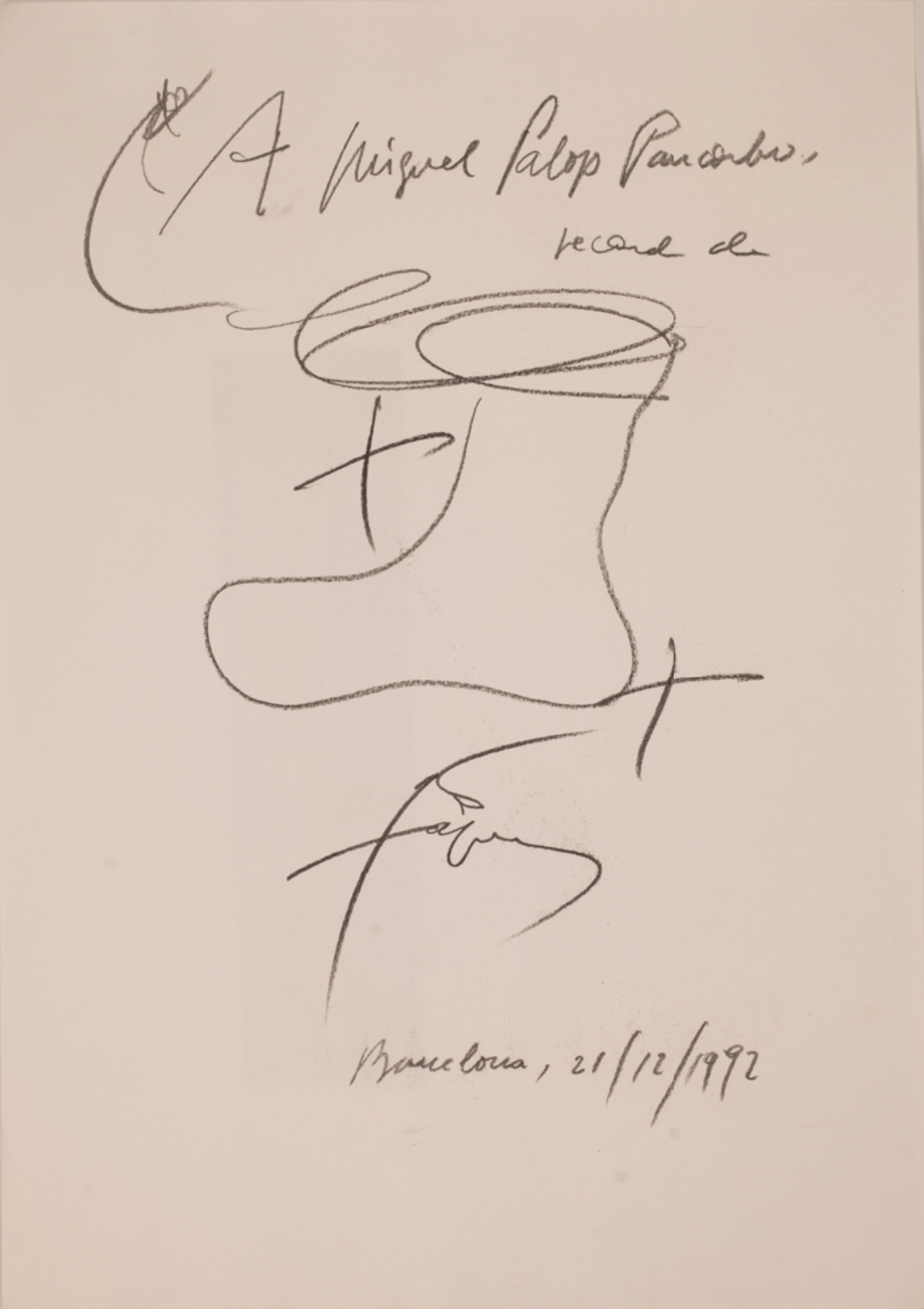 Antoni Tapies – Untitled (Calligraphic Loop Form), 1992 – Graphite