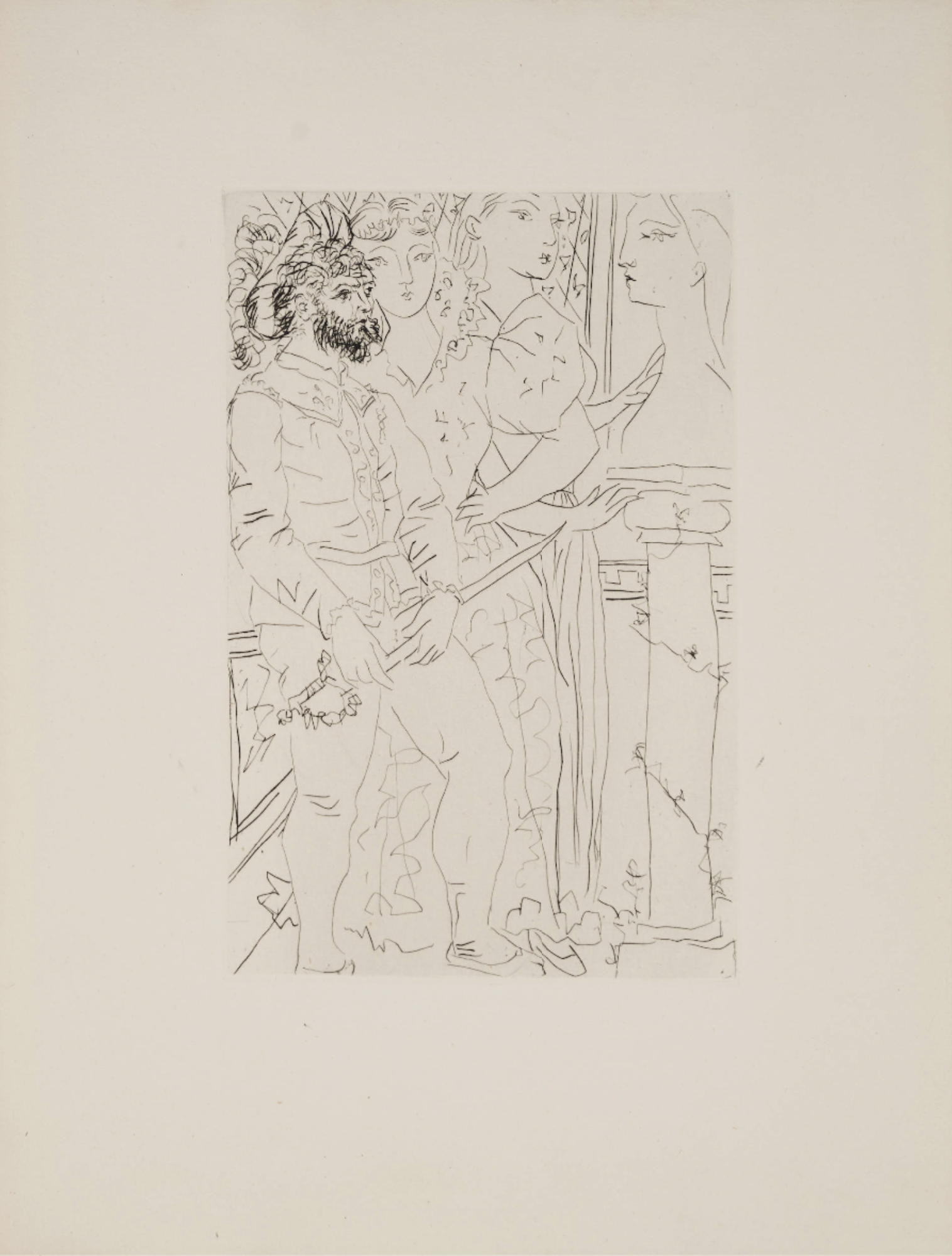 Pablo Picasso – Aux trois acteurs (Suite Vollard 77), 1933 – Drypoint