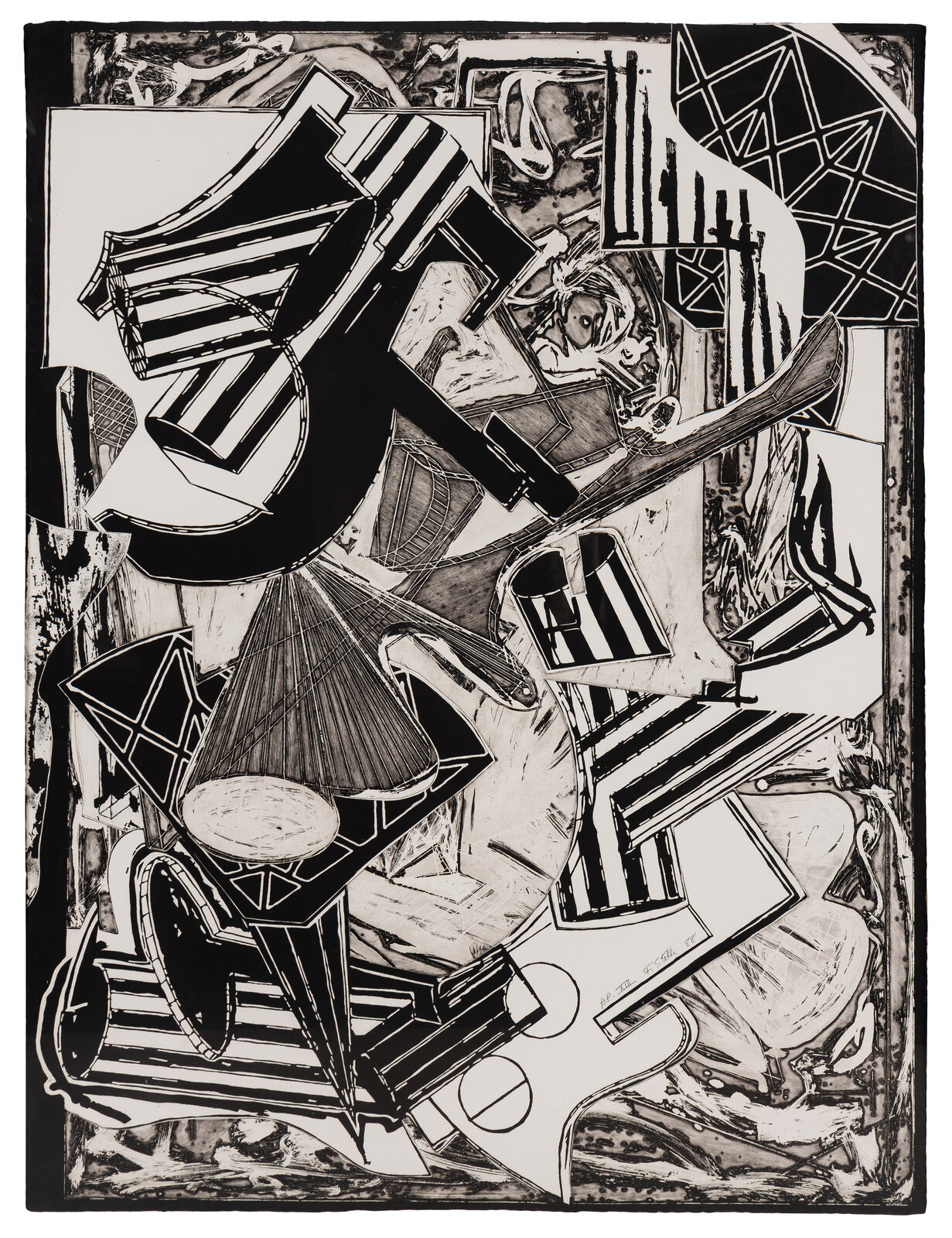Frank Stella – La penna di hu (black and white), 1988 – Mixed média