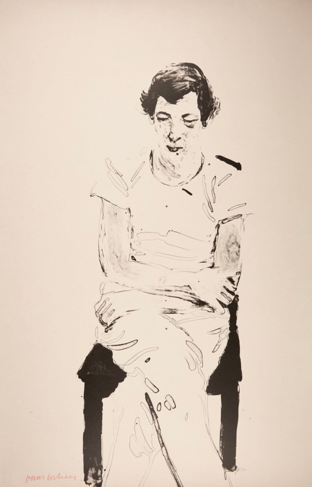 David Hockney – Gregory Thinking of Henry from Friends, 1976 – Lithographie