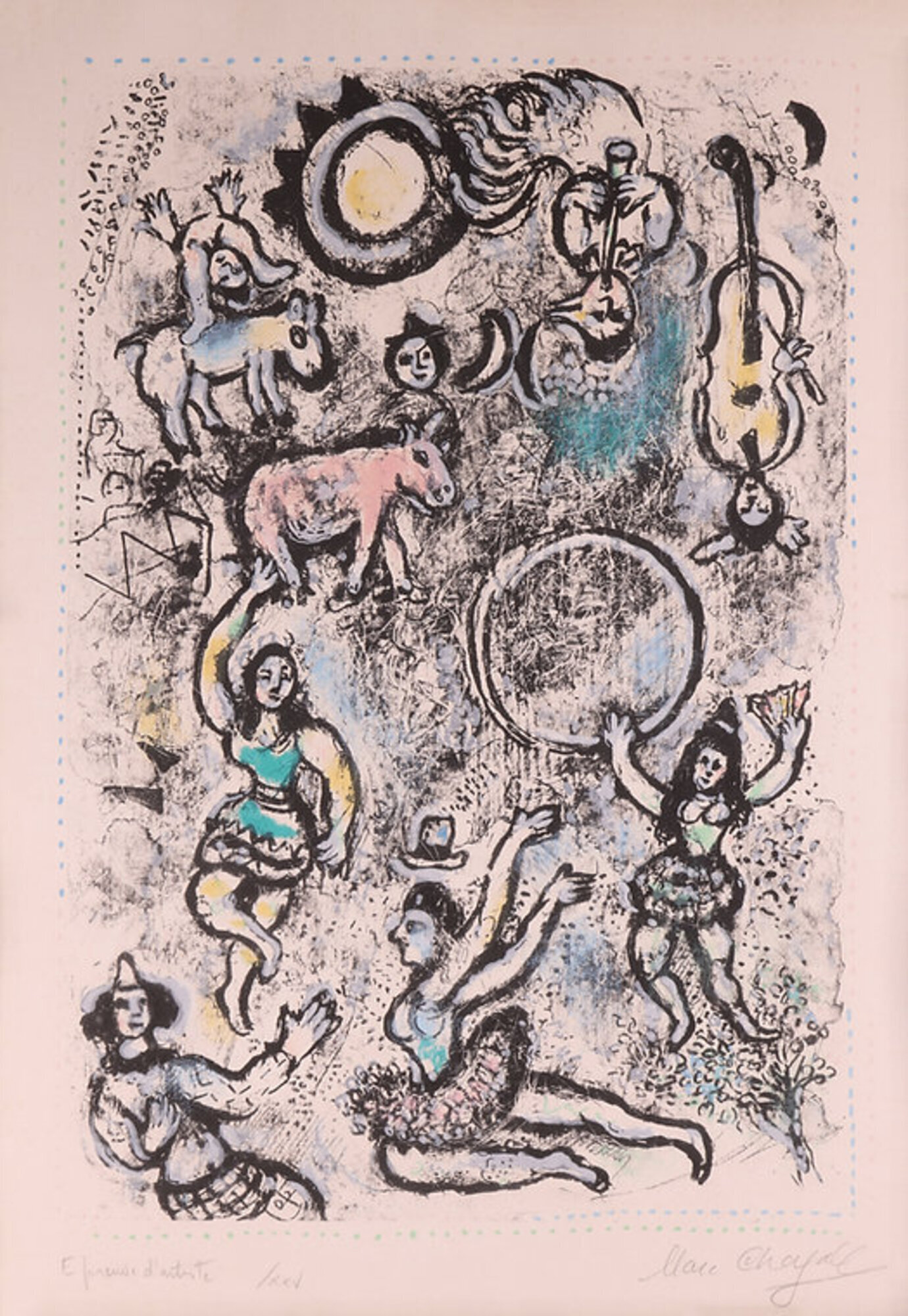 Marc Chagall – Les Saltimbanques, 1969 – Lithograph