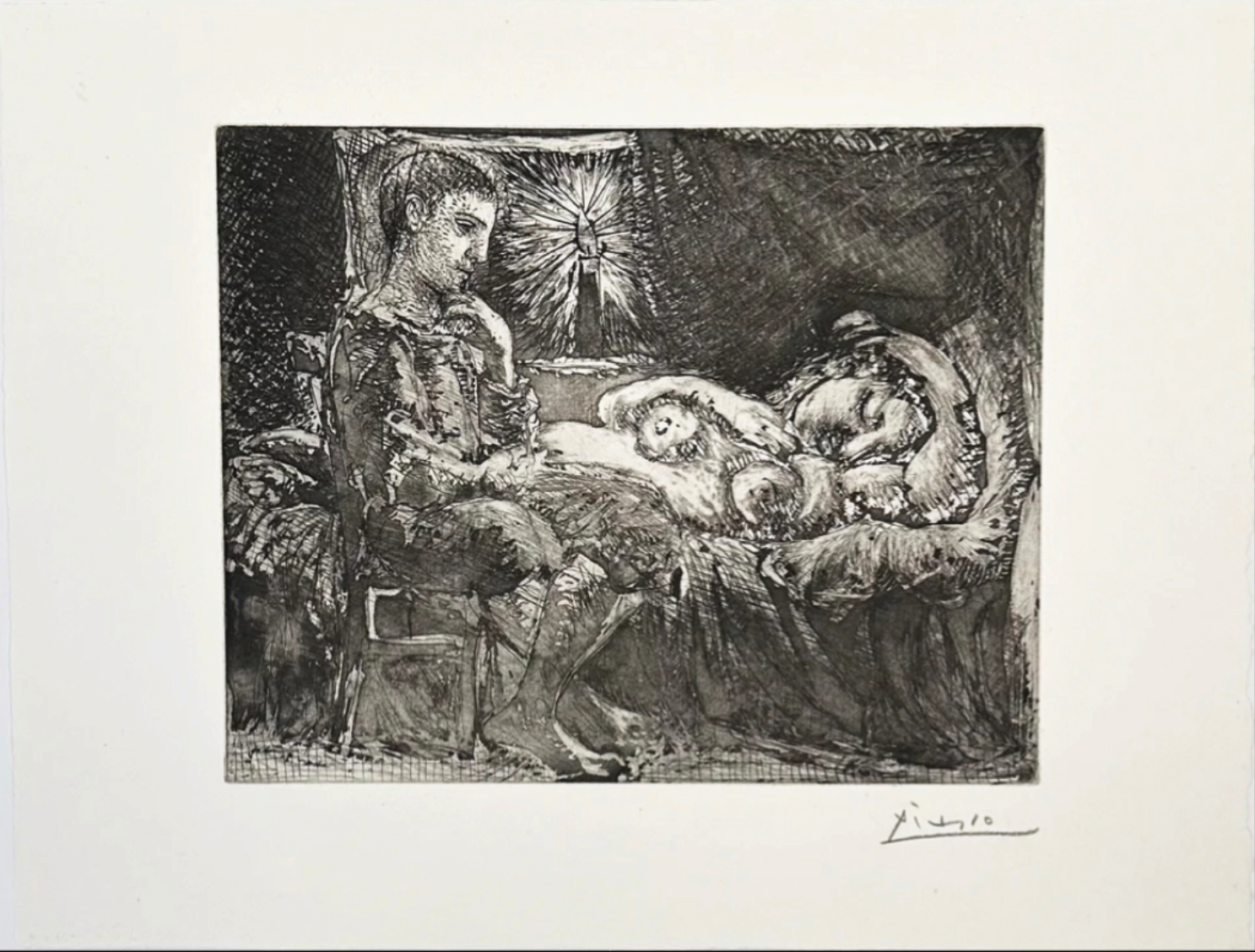 Pablo Picasso – Boy and Sleeping Girl with Candle, 1934 – Mixed Media