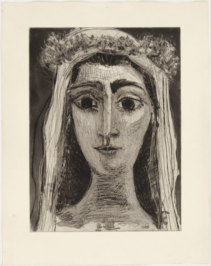 Pablo Picasso – The Face of Jacaueline, 1961 – Mischtechnik
