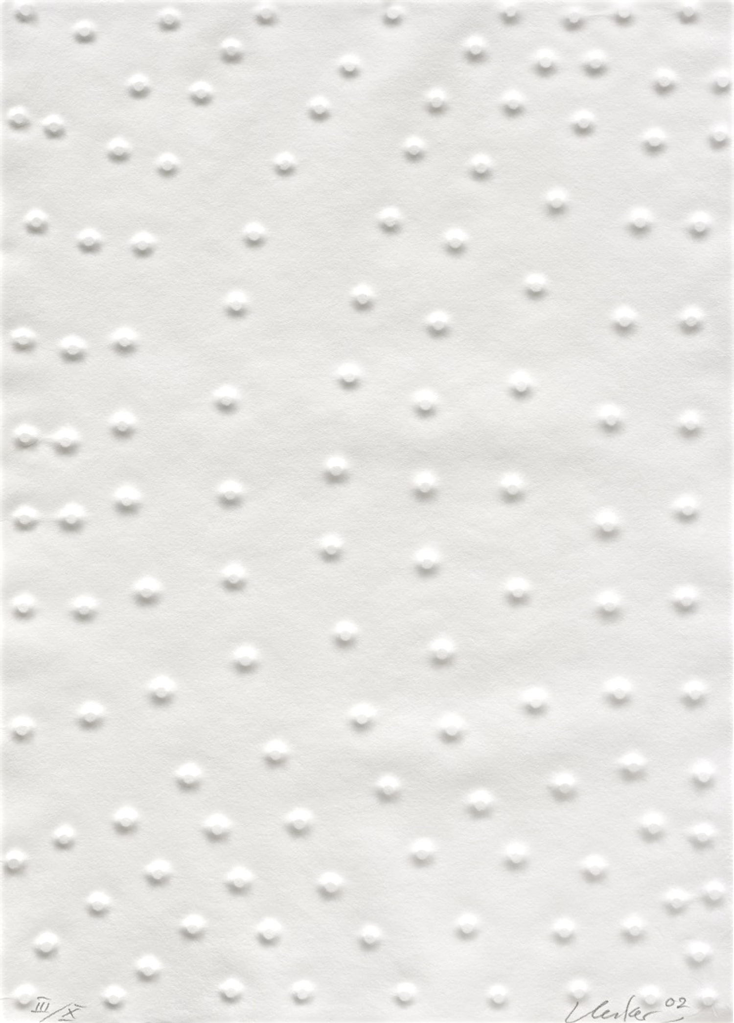 Gunther Uecker – Graphein III, Ahirom von Byblos, 2002 – Gaufrage