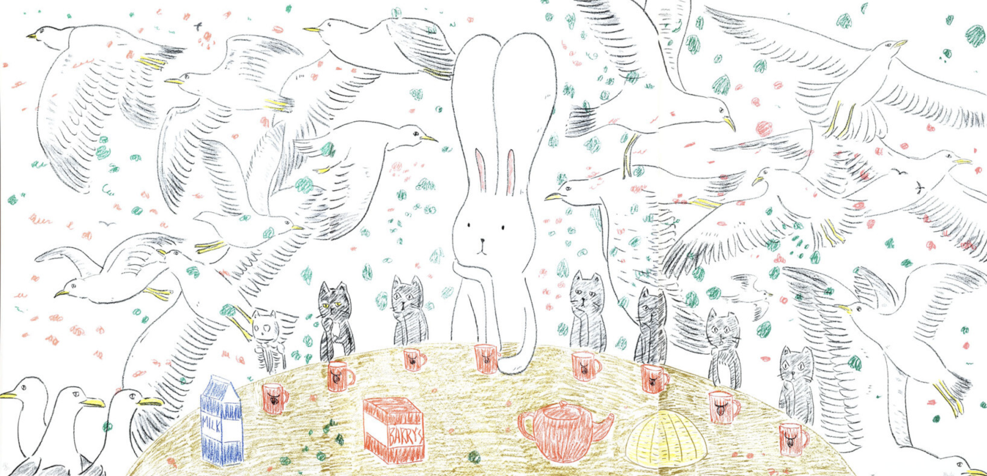 Atsushi Kaga – Usacchi con gaviotas, 2023 – Lithograph