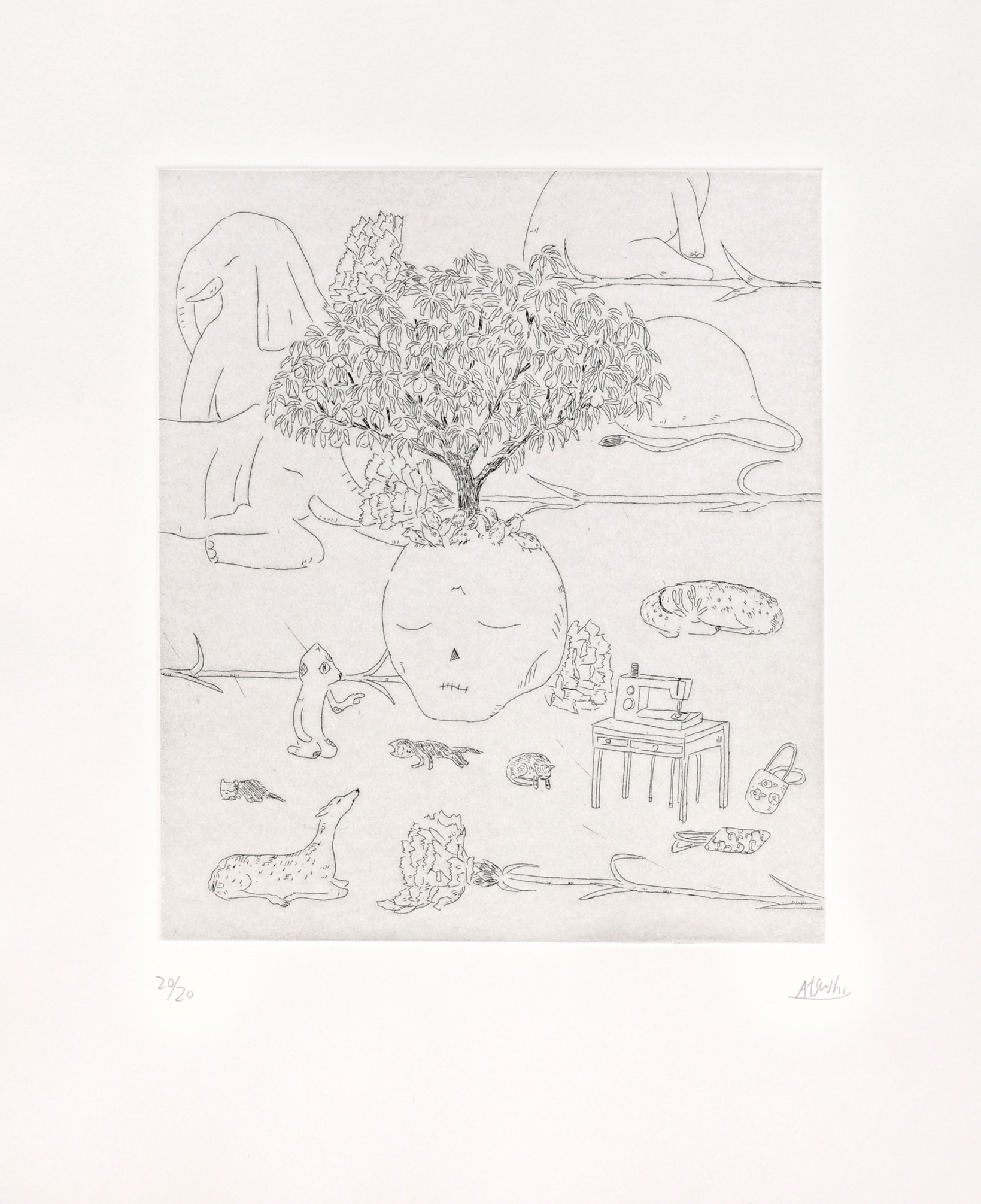 Atsushi Kaga – Peach tree, 2023 – Etching