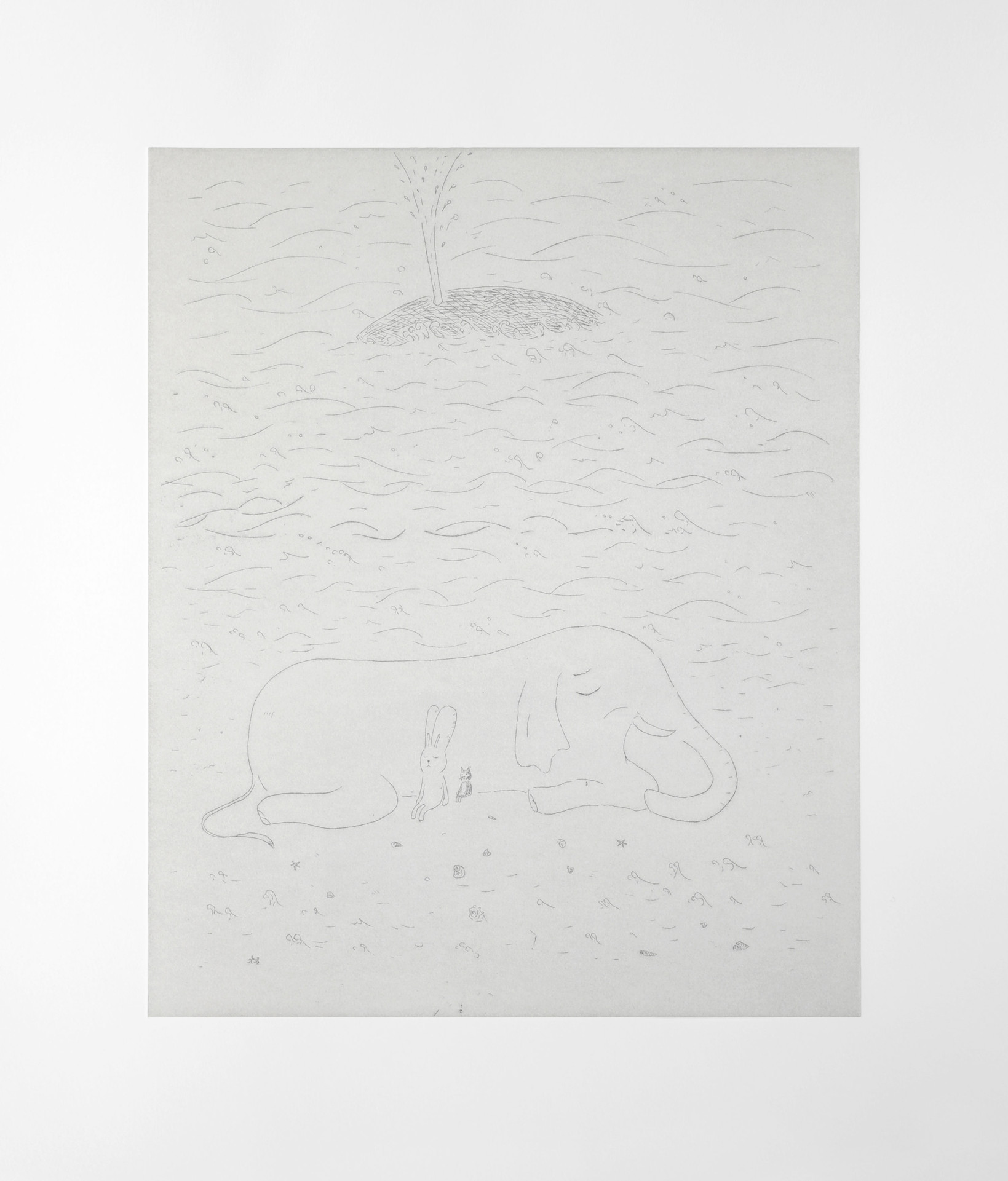 Atsushi Kaga – Elephant and whale, 2022 – Etching